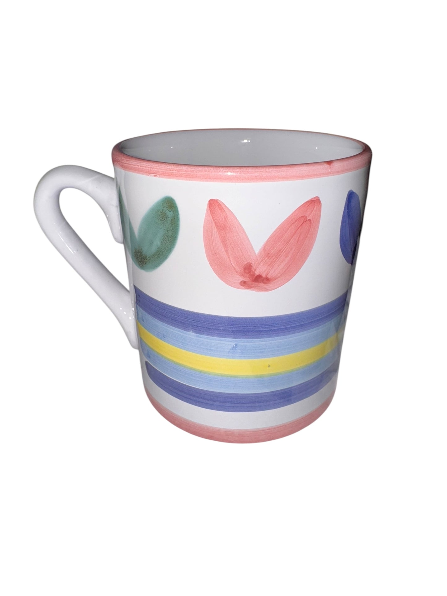 Rare Caleca ‘Ethel’ Hand-painted Floral Italian Ceramic Coffee Mug - Collectible Vintage Italian Pottery