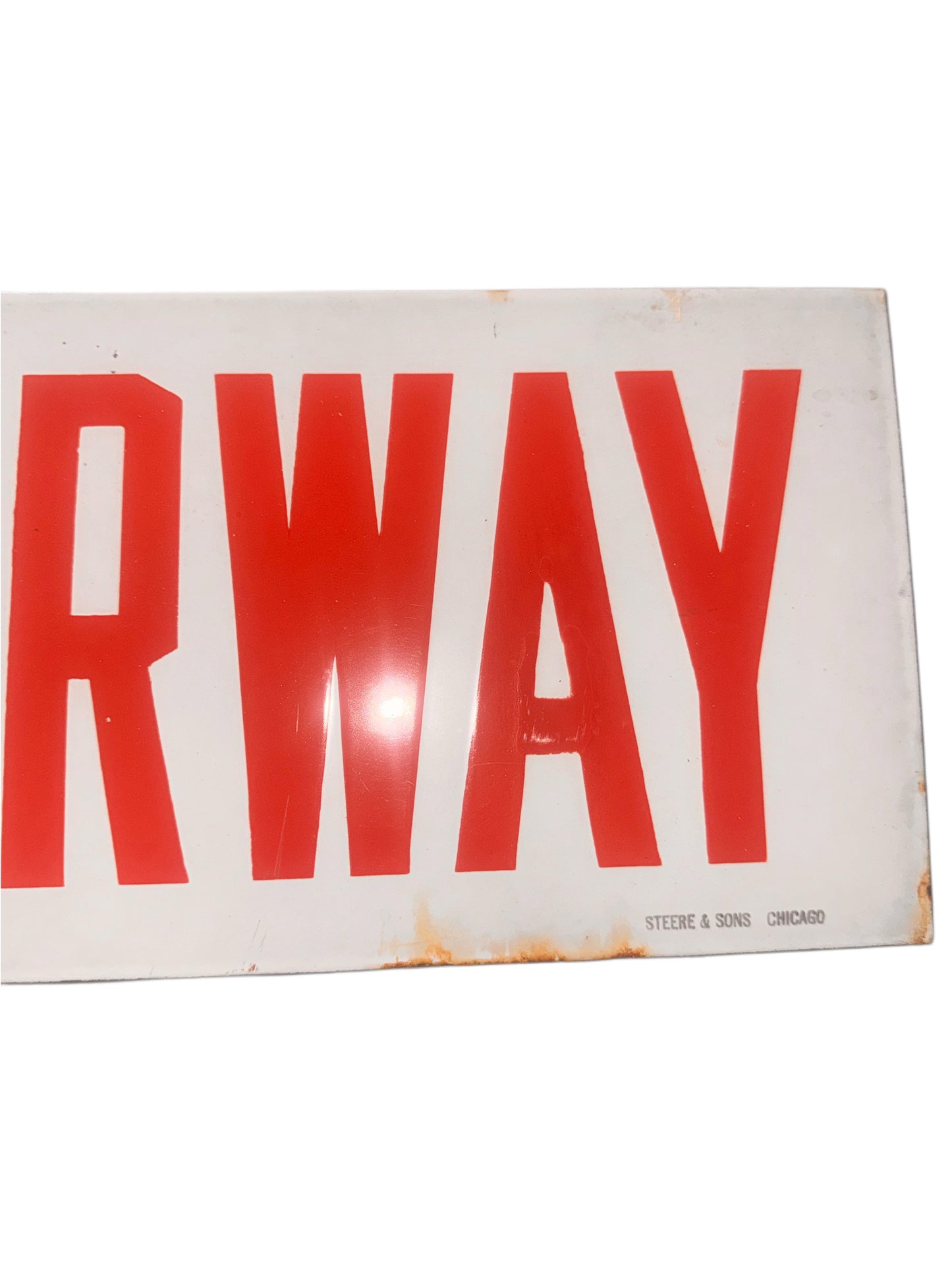 Original 1929 Porcelain Enamel 20-in. ‘Stairway’ Industrial Factory Sign | Salvaged Signage