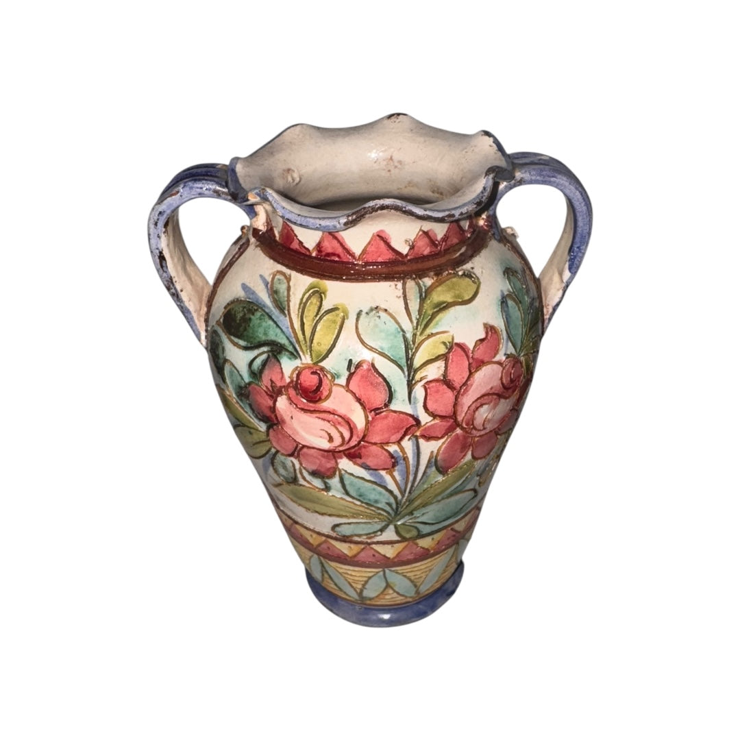 Vintage Deruta Italian Pottery with Flowers & Roman Soldier | Handcrafted Ceramic Art Pottery