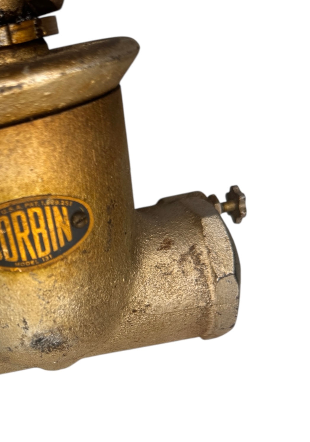 Corbin No. 131 Solid Brass Industrial Door Stopper, c.1927 | Antique Salvaged Hardware