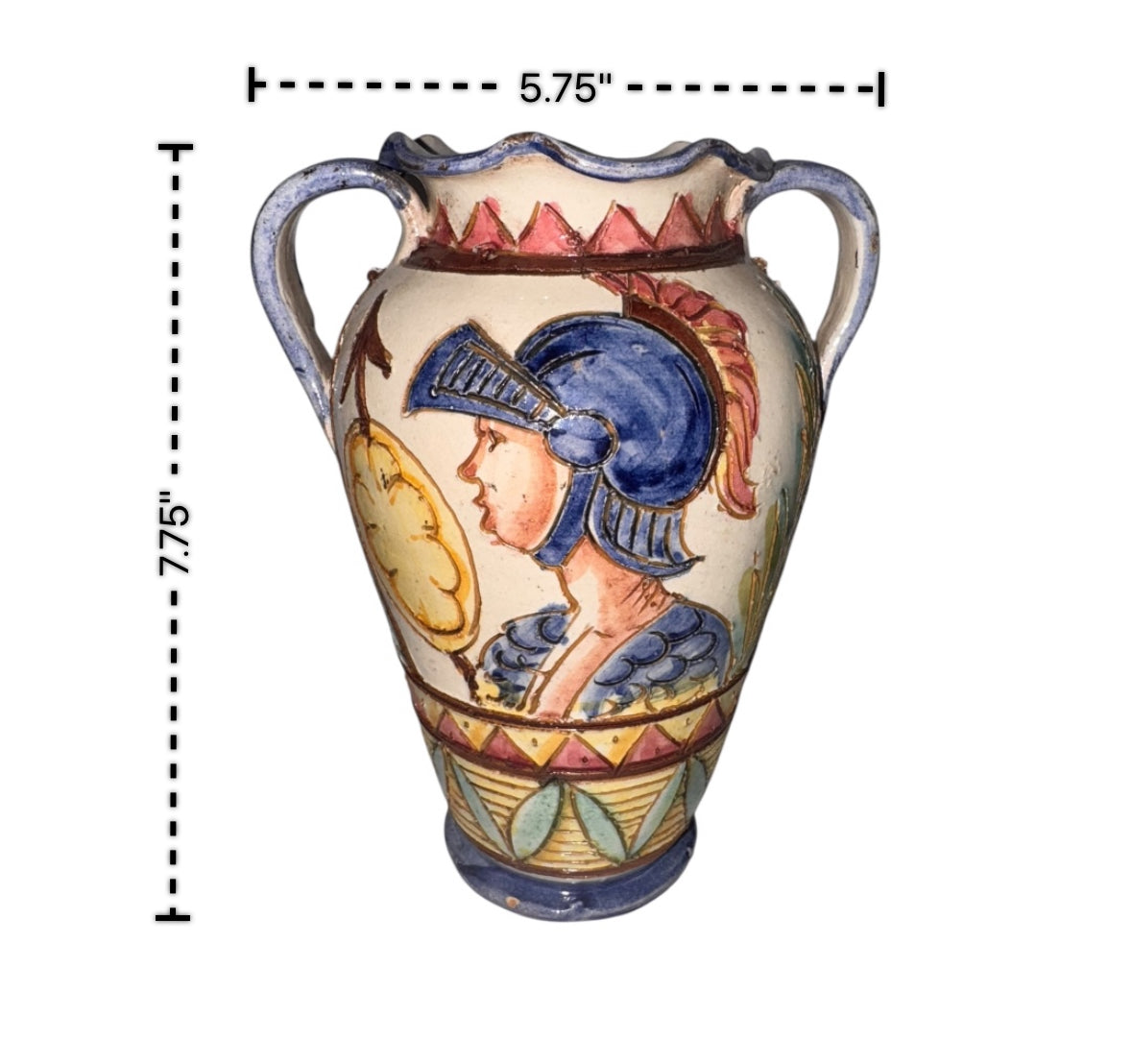 Vintage Deruta Italian Pottery with Flowers & Roman Soldier | Handcrafted Ceramic Art Pottery