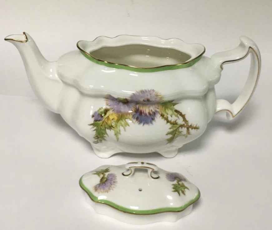 Very Rare Royal Doulton ‘Glamis Thistle’ Square Bone China Handpainted Teapot - Signed P. Curnis, 1938