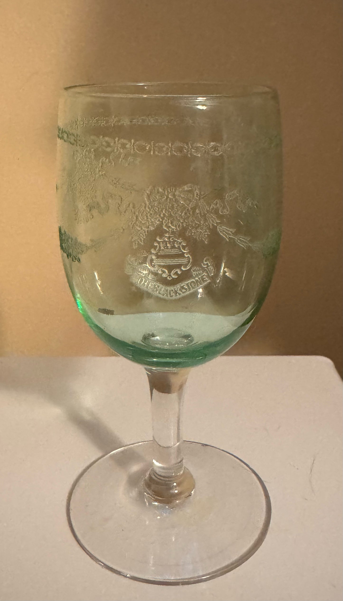 (1) Crystal Uranium Wine Glass from The Blackstone Hotel - Up to 4 Available