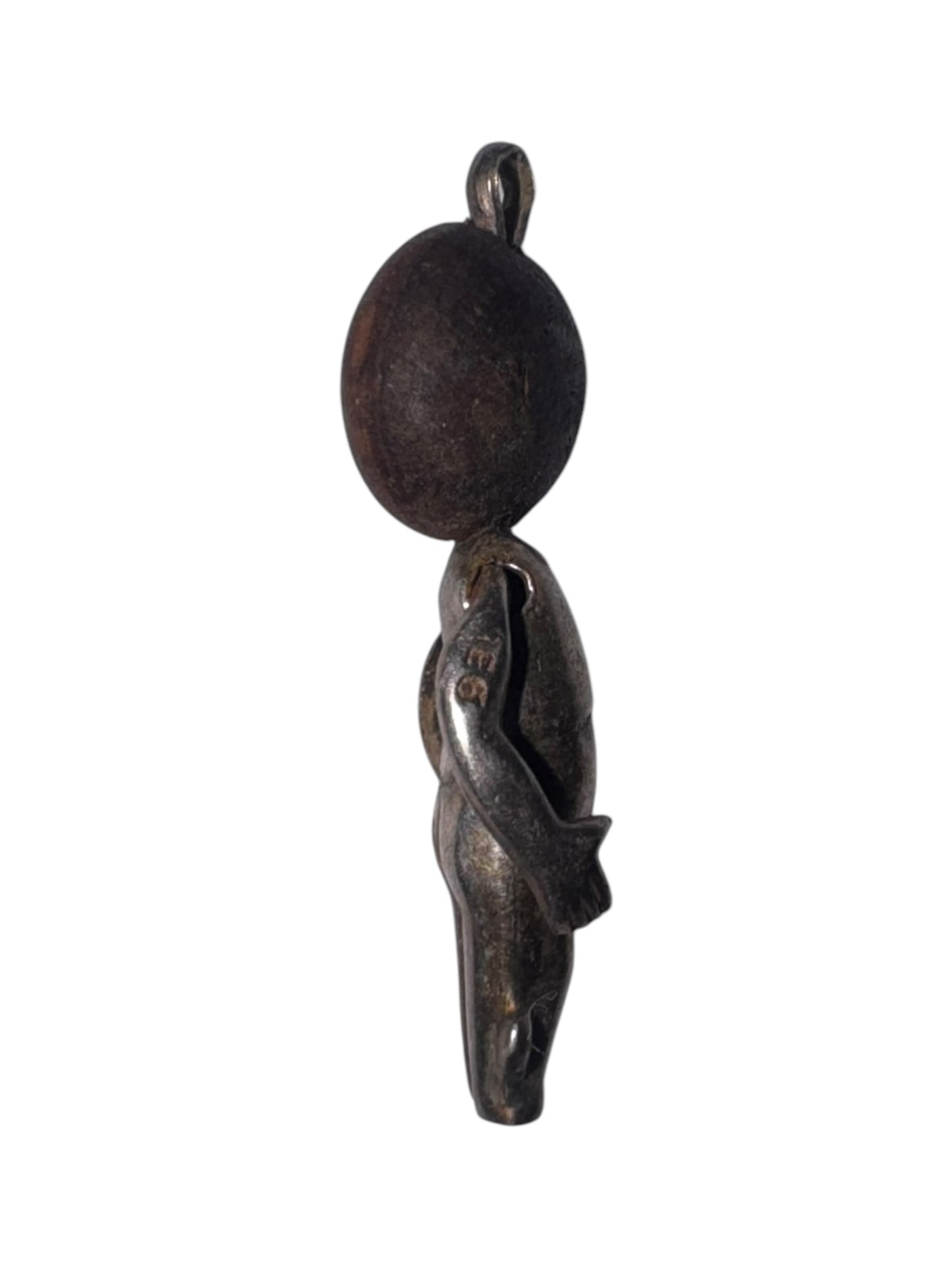 Rare 1914 WWI ‘Fumsup’ Good Luck Charm in 935 Silver & Ebony Wood - Black Label Vintage