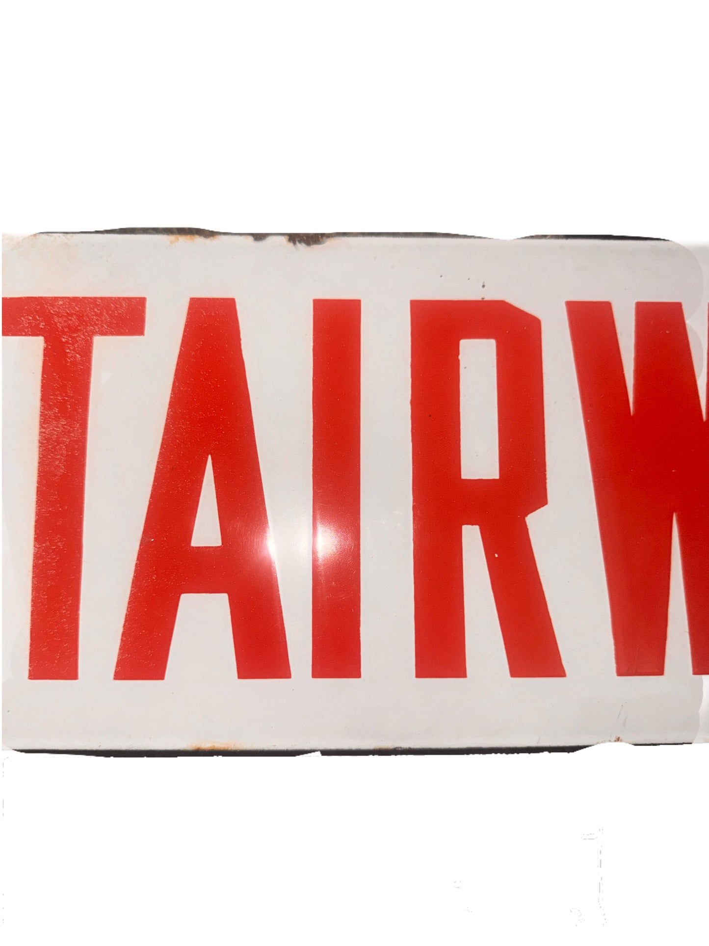 Original 1929 Porcelain Enamel 20-in. ‘Stairway’ Industrial Factory Sign | Salvaged Signage
