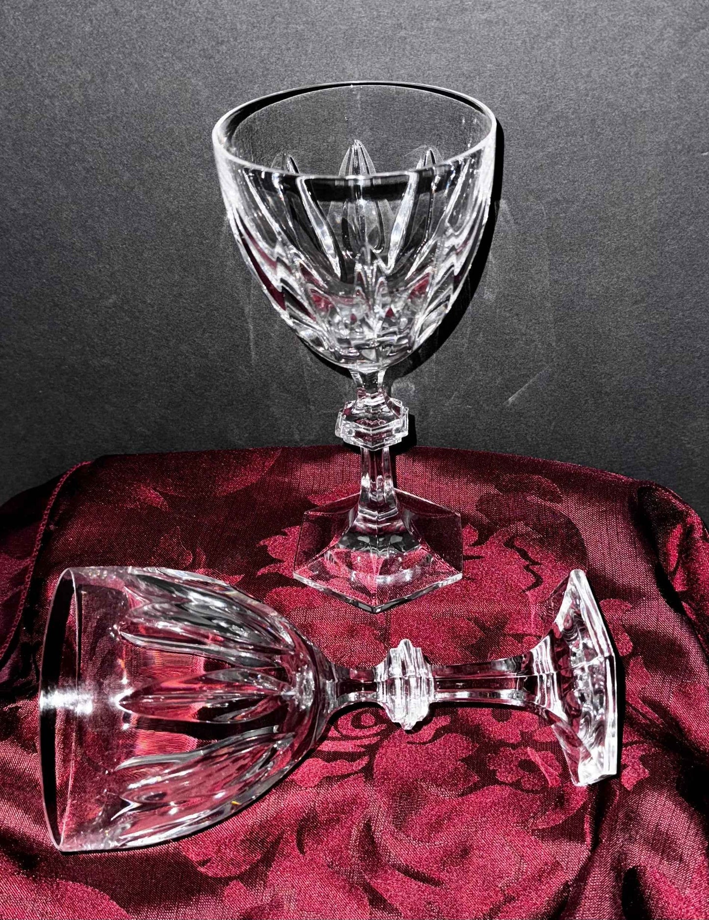 (2) Vintage Arnolfo di Cambio Crystal Wine Glasses - Italian Crystal Stemware
