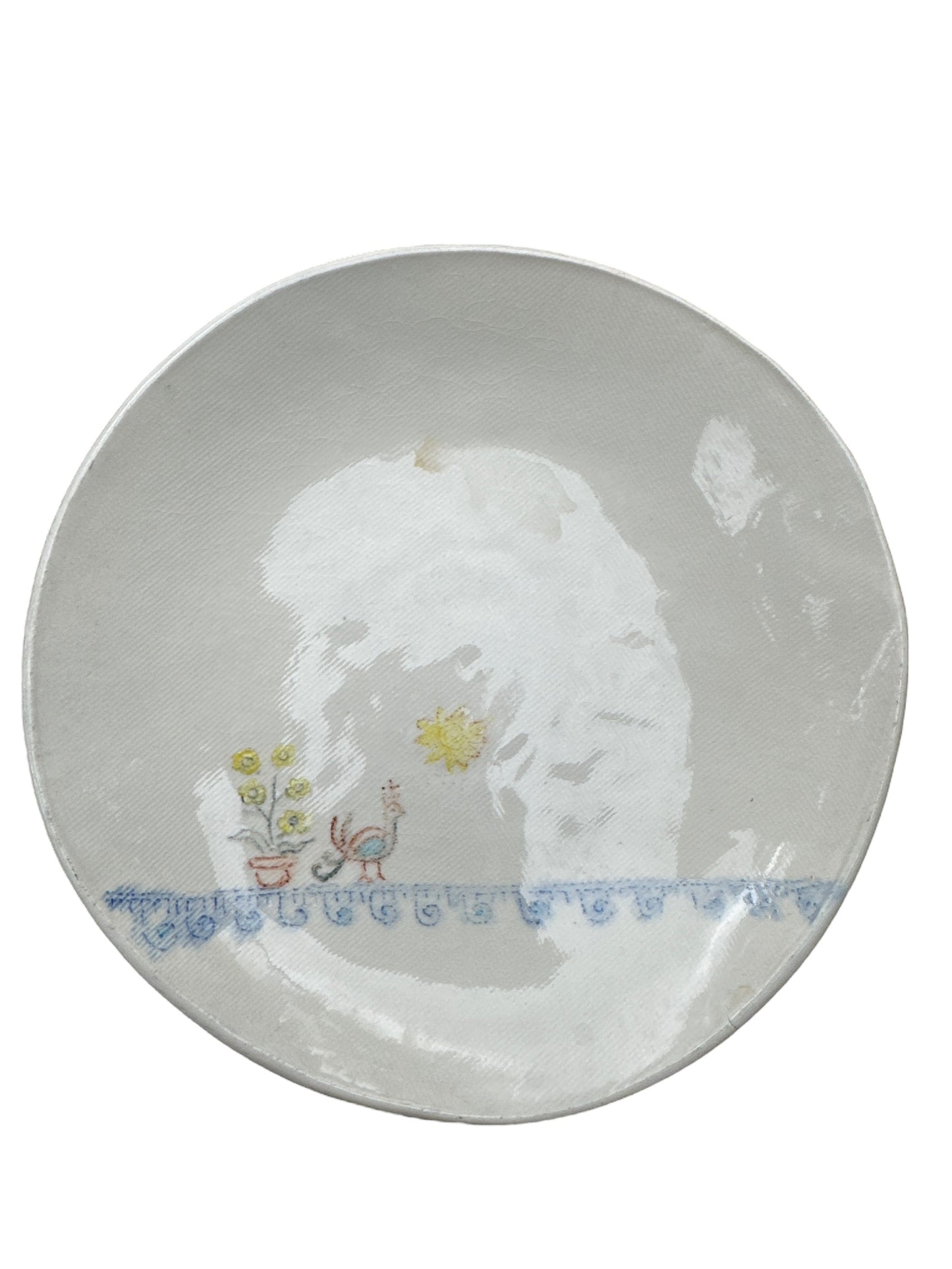 (2) Handmade Greek Folk Art Plates - Maria Kapetanidi, 1995 - Cottage Rustic Art