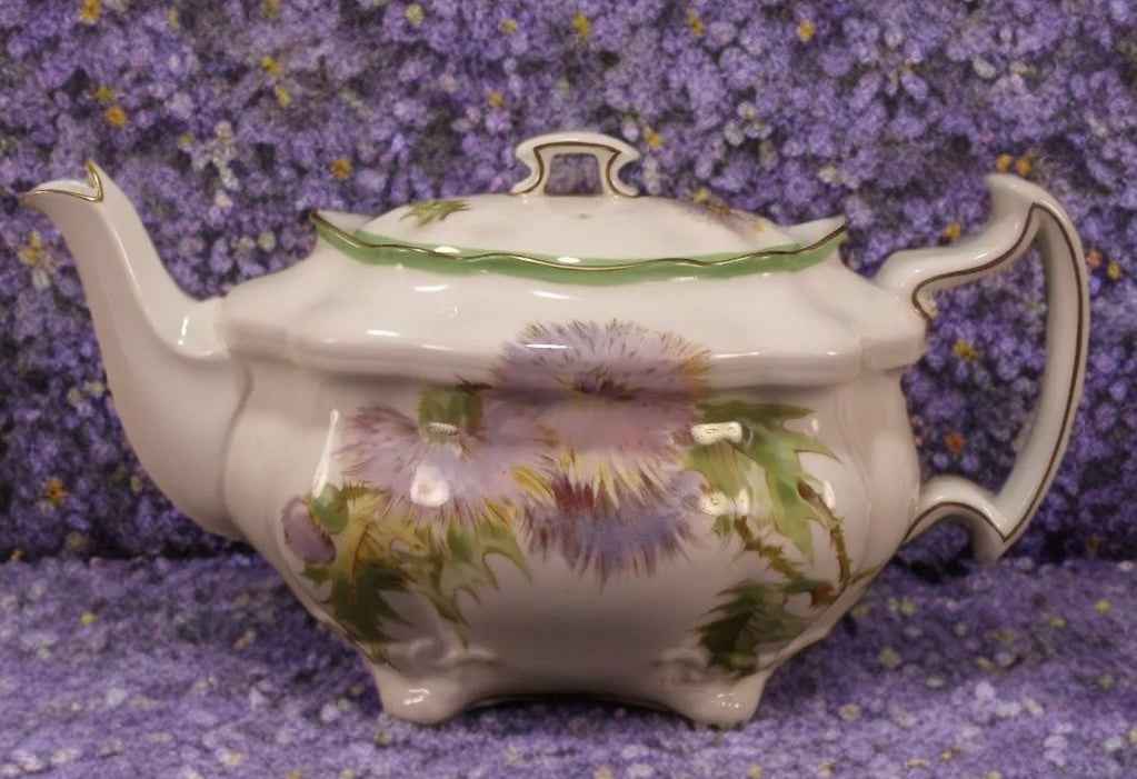 Very Rare Royal Doulton ‘Glamis Thistle’ Square Bone China Handpainted Teapot - Signed P. Curnis, 1938