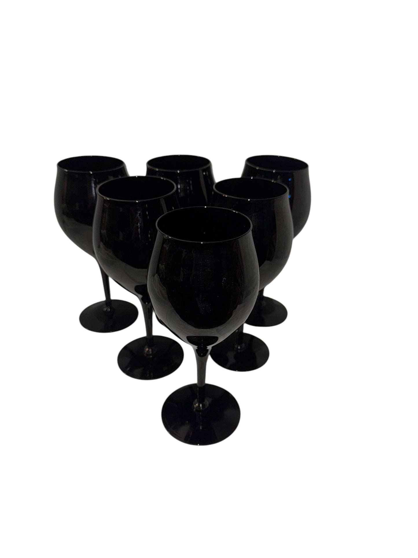 Gorgeous Vintage Black Crystal Glass Stemware - 6 Available - Black Label Vintage