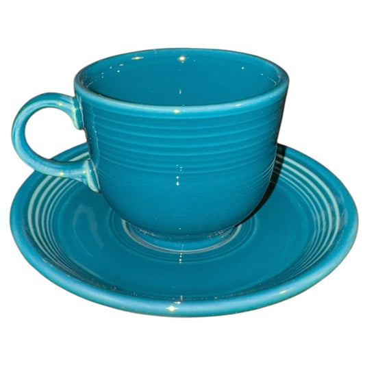Vintage Homer Laughlin Fiestaware Teacup & Saucer Set in Turquoise