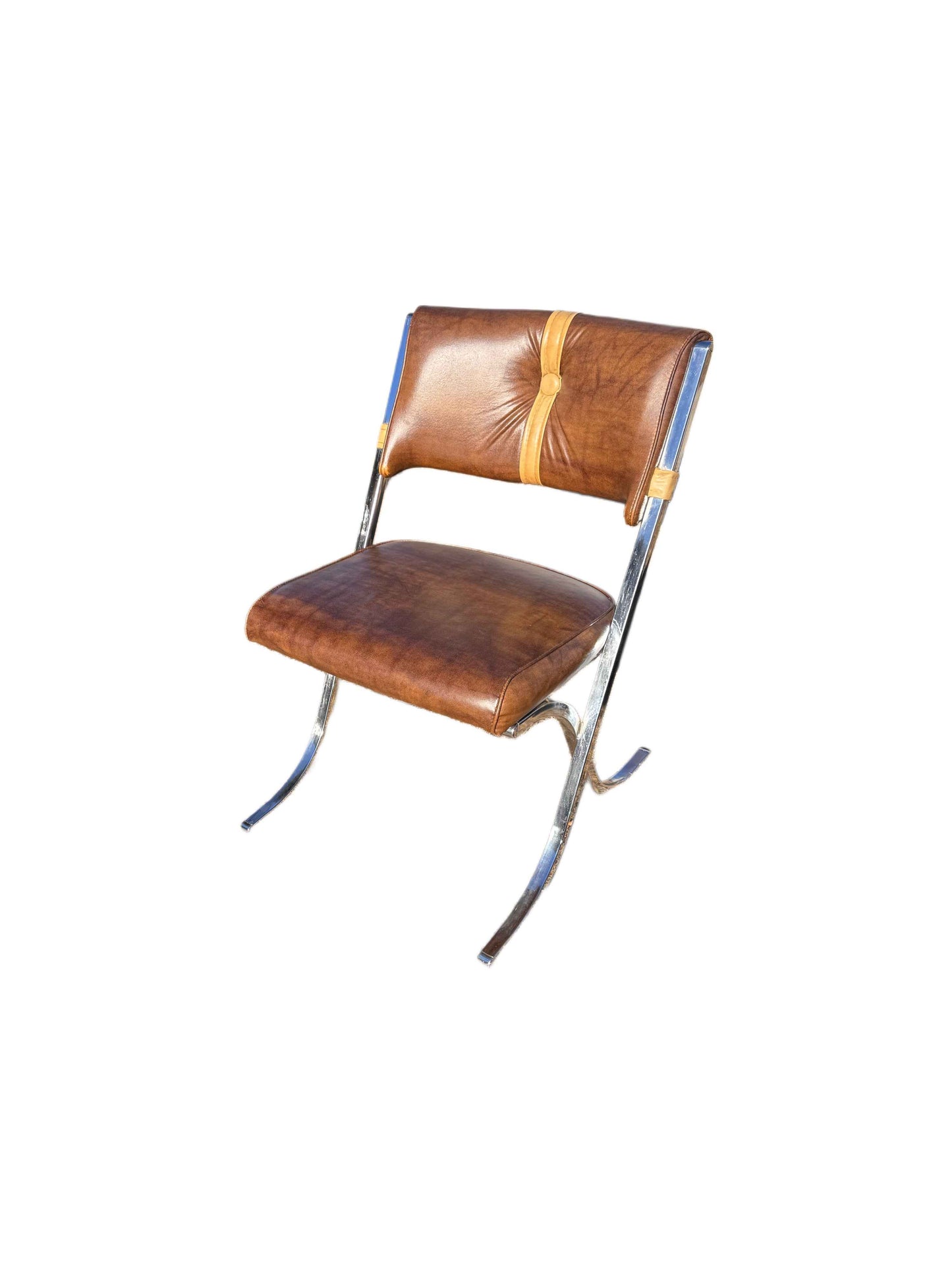 Vintage Pair of Milo Baughmann for Howell Chrome Barcelona Style Accent Chairs, 1960’s