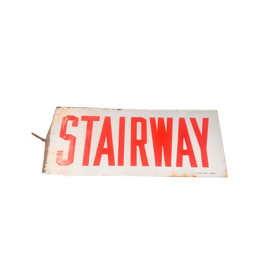 Original 1929 Porcelain Enamel 20-in. ‘Stairway’ Industrial Factory Sign | Salvaged Signage