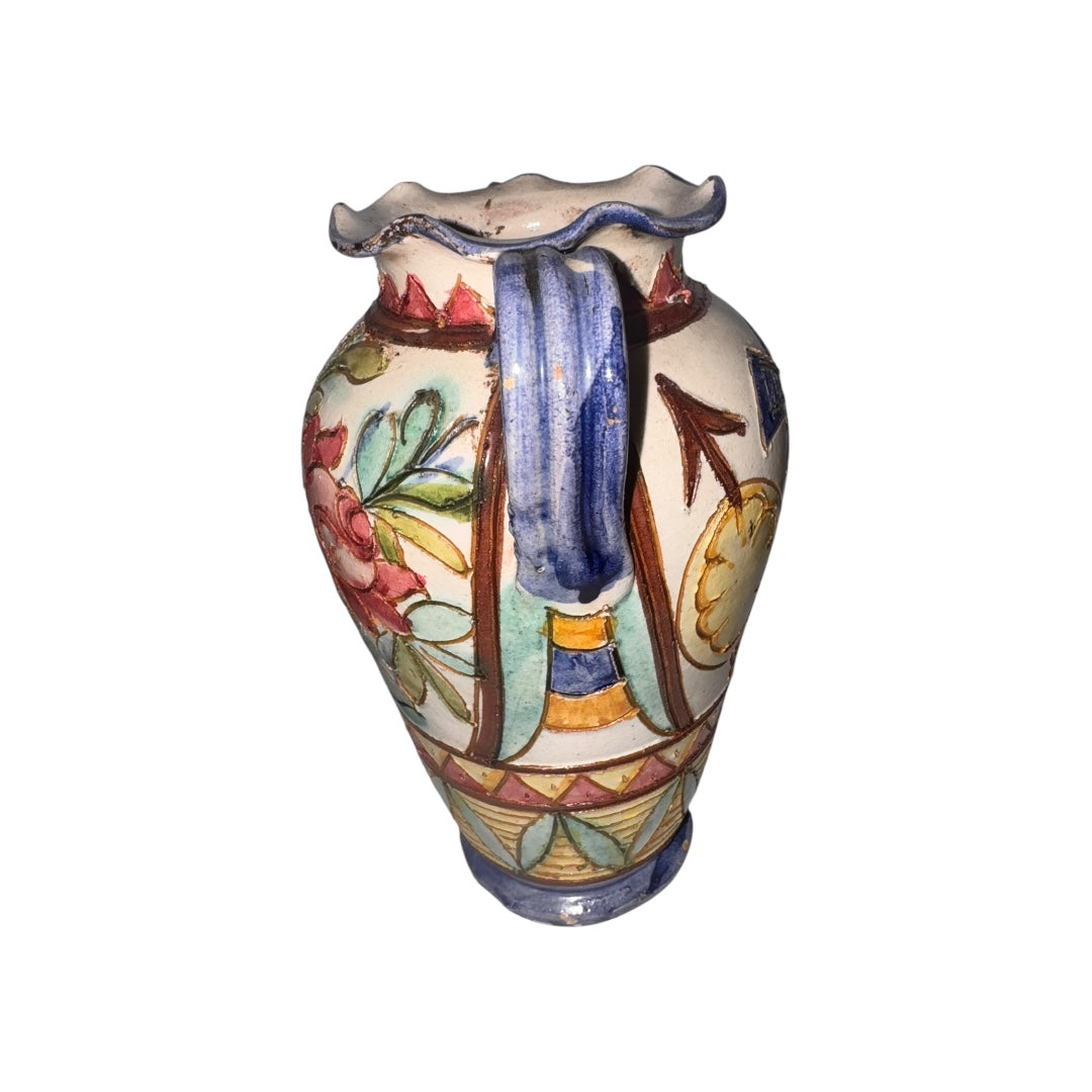 Vintage Deruta Italian Pottery with Flowers & Roman Soldier | Handcrafted Ceramic Art Pottery