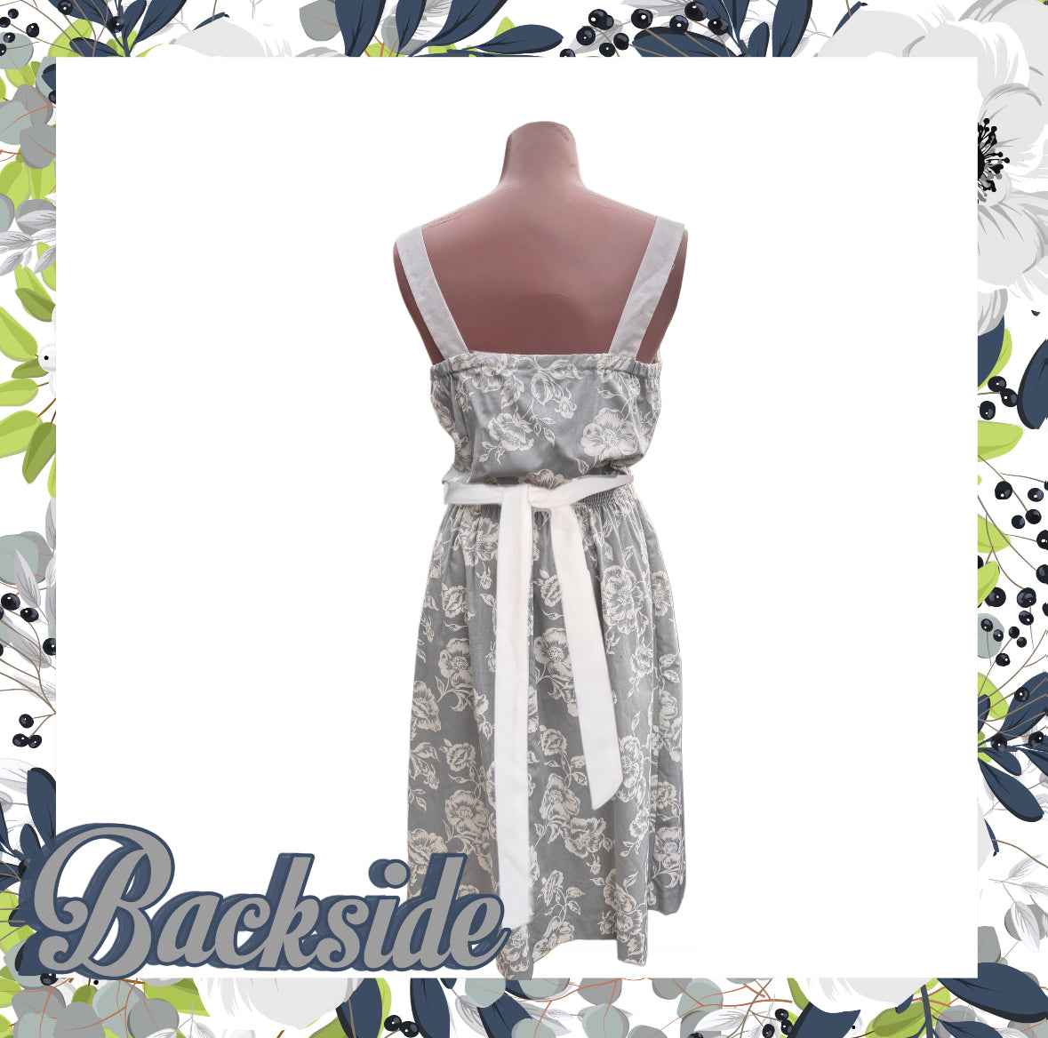 Vintage 1960’s Gray Floral Sundress with White Trim