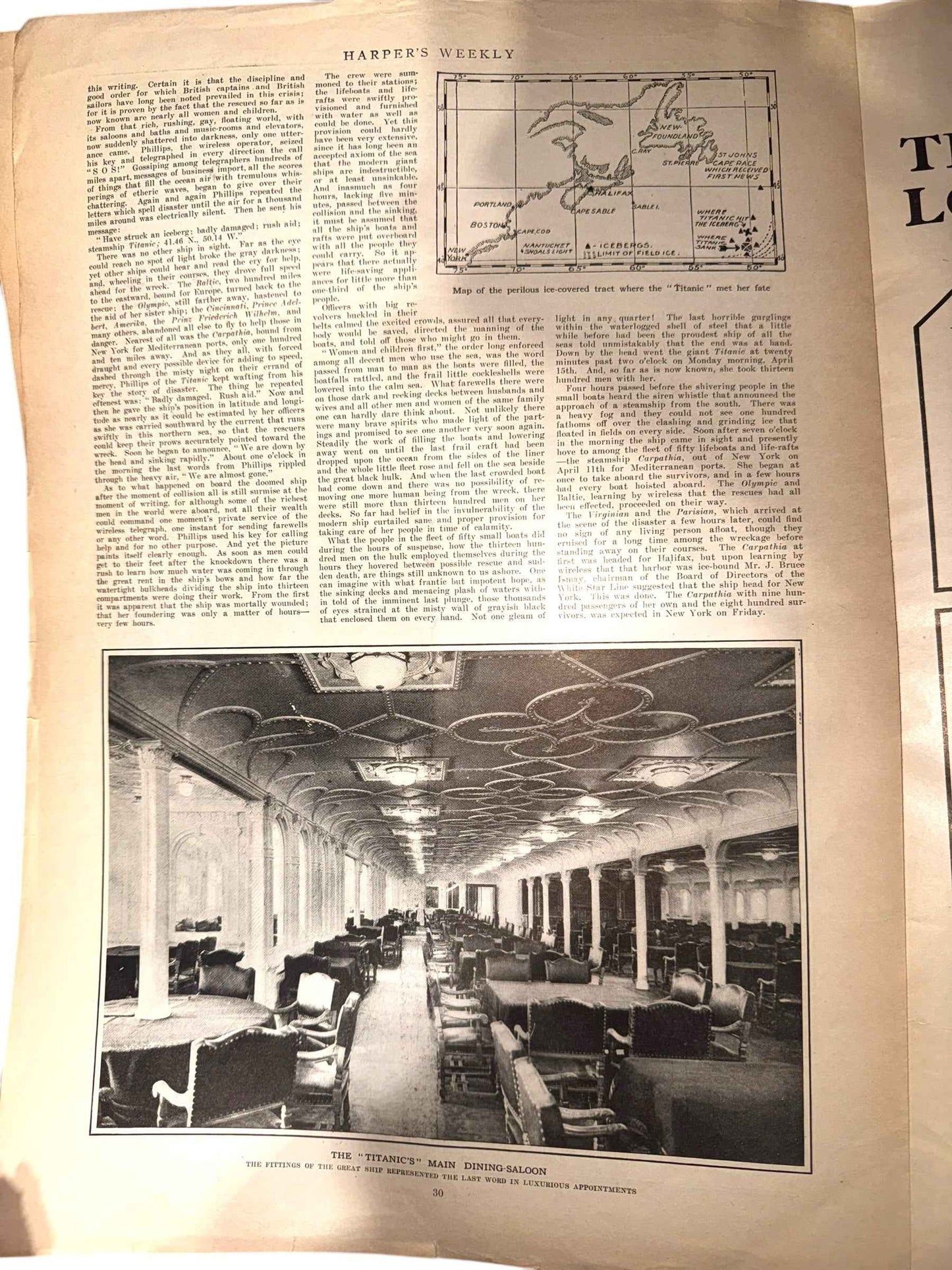 Authentic Harper’s Weekly April 20, 1912 Titanic Disaster Article