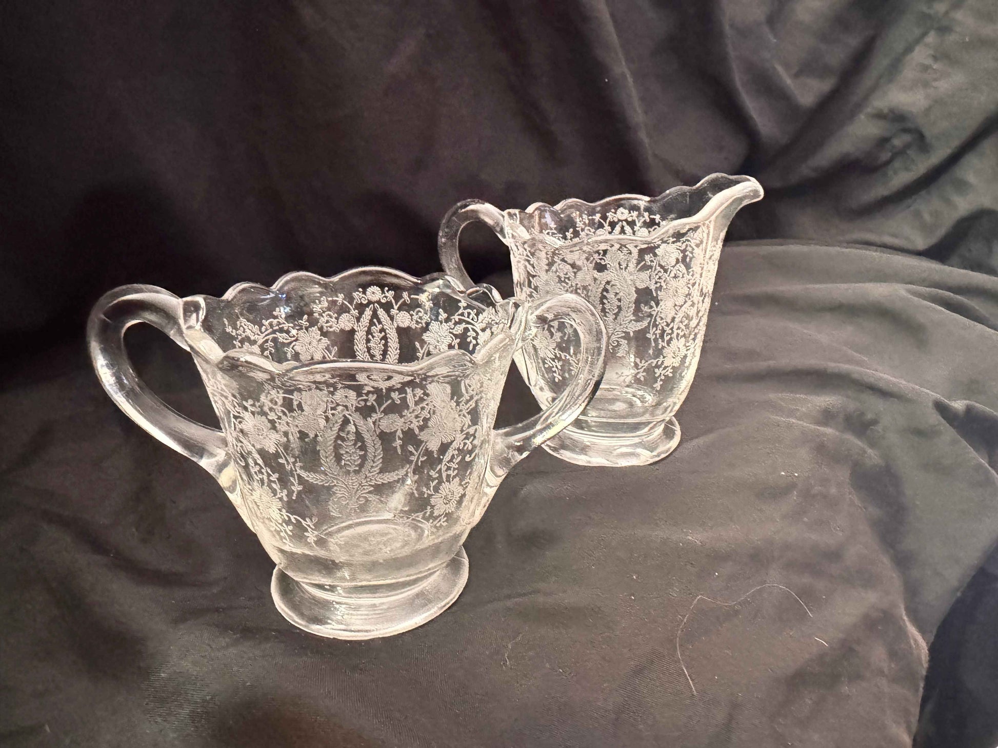 Fostoria ‘Lido’ Pattern Etched Sugar & Creamer Set