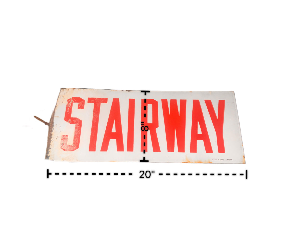 Original 1929 Porcelain Enamel 20-in. ‘Stairway’ Industrial Factory Sign | Salvaged Signage