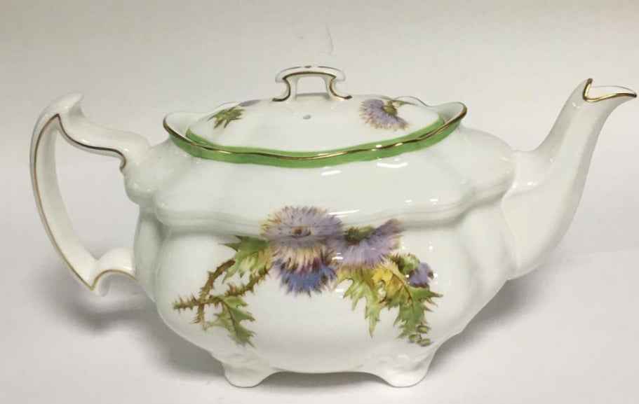Very Rare Royal Doulton ‘Glamis Thistle’ Square Bone China Handpainted Teapot - Signed P. Curnis, 1938