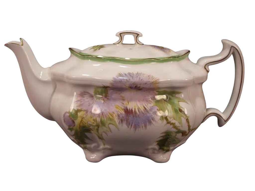 Very Rare Royal Doulton ‘Glamis Thistle’ Square Bone China Handpainted Teapot - Signed P. Curnis, 1938