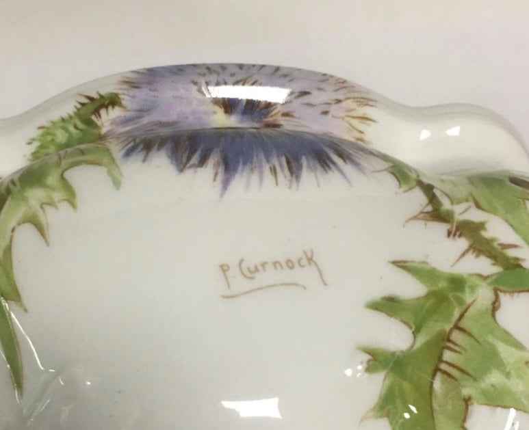 Very Rare Royal Doulton ‘Glamis Thistle’ Square Bone China Handpainted Teapot - Signed P. Curnis, 1938