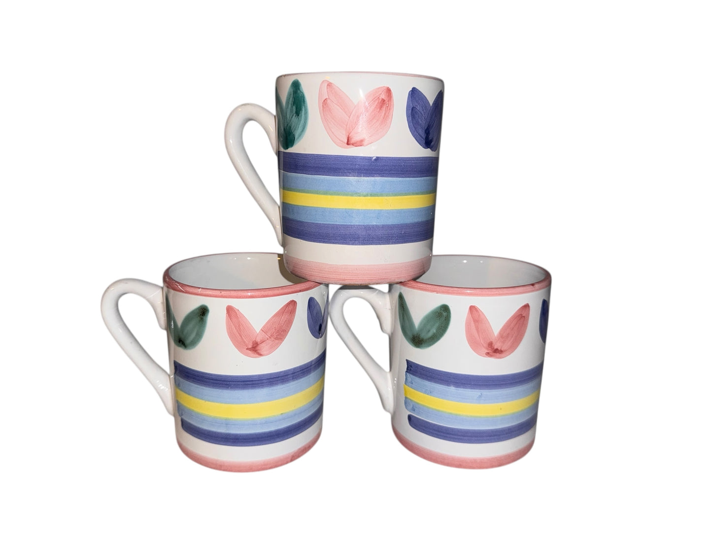 Rare Caleca ‘Ethel’ Hand-painted Floral Italian Ceramic Coffee Mug - Collectible Vintage Italian Pottery