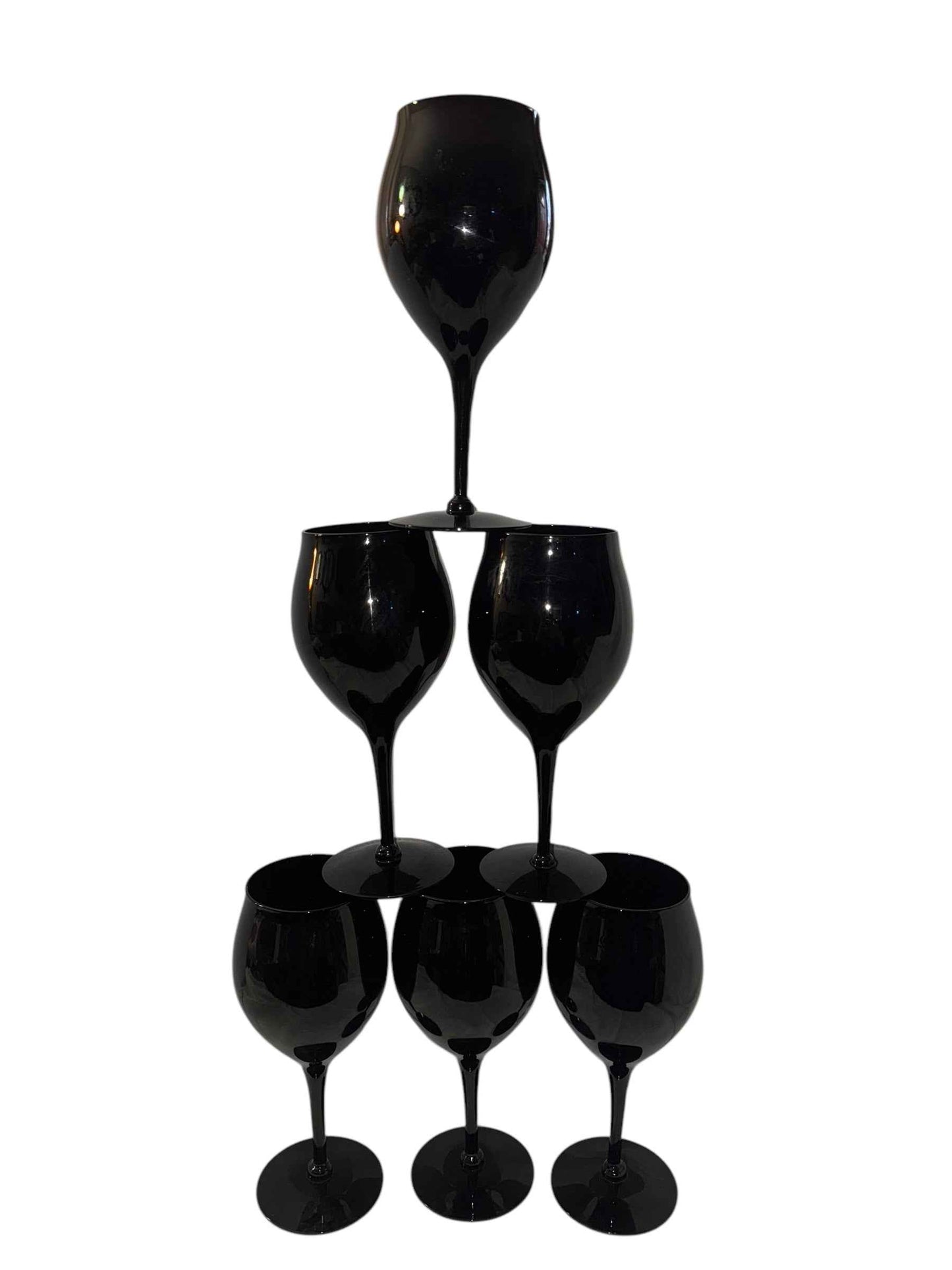Gorgeous Vintage Black Crystal Glass Stemware - 6 Available