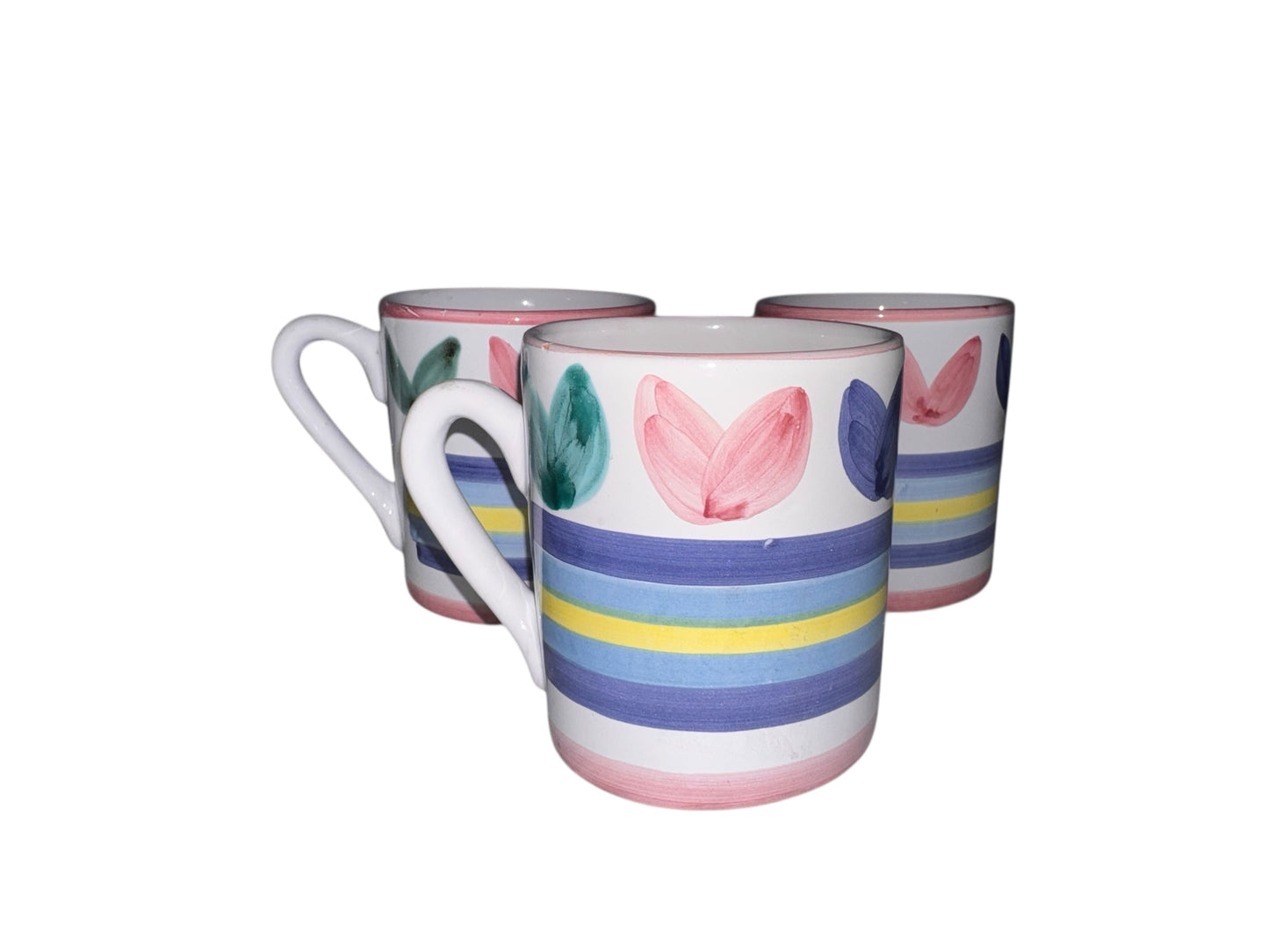 Rare Caleca ‘Ethel’ Hand-painted Floral Italian Ceramic Coffee Mug - Collectible Vintage Italian Pottery