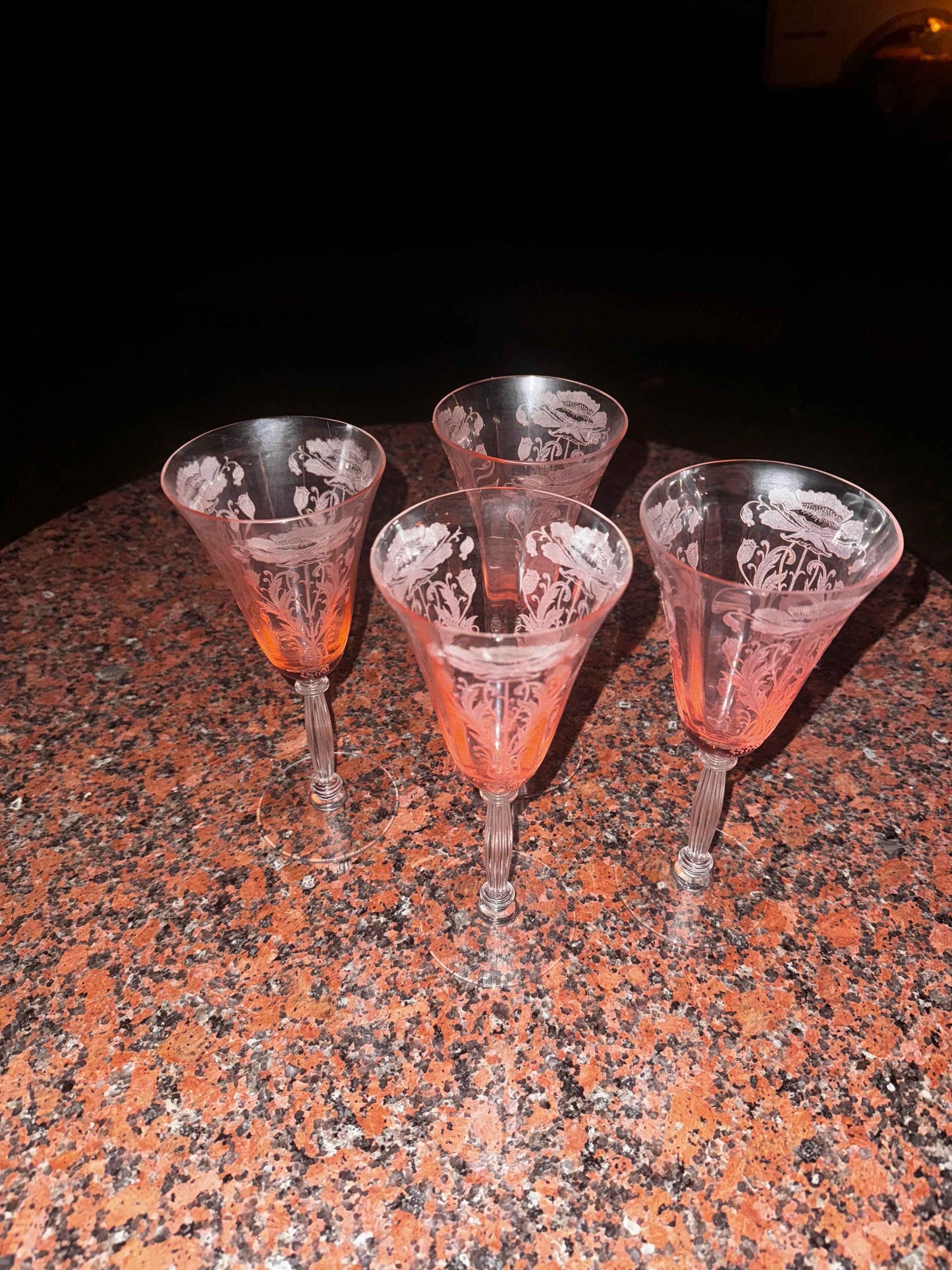 (1) Tiffin-Franciscan ‘Flanders Pink’ Elegant Glass Water Goblet, 8.25” - Up to (6) Available