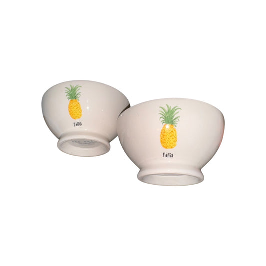 (2) Rae Dunn Artisan Collection White & Yellow ‘Pina’ Pineapple Bowls