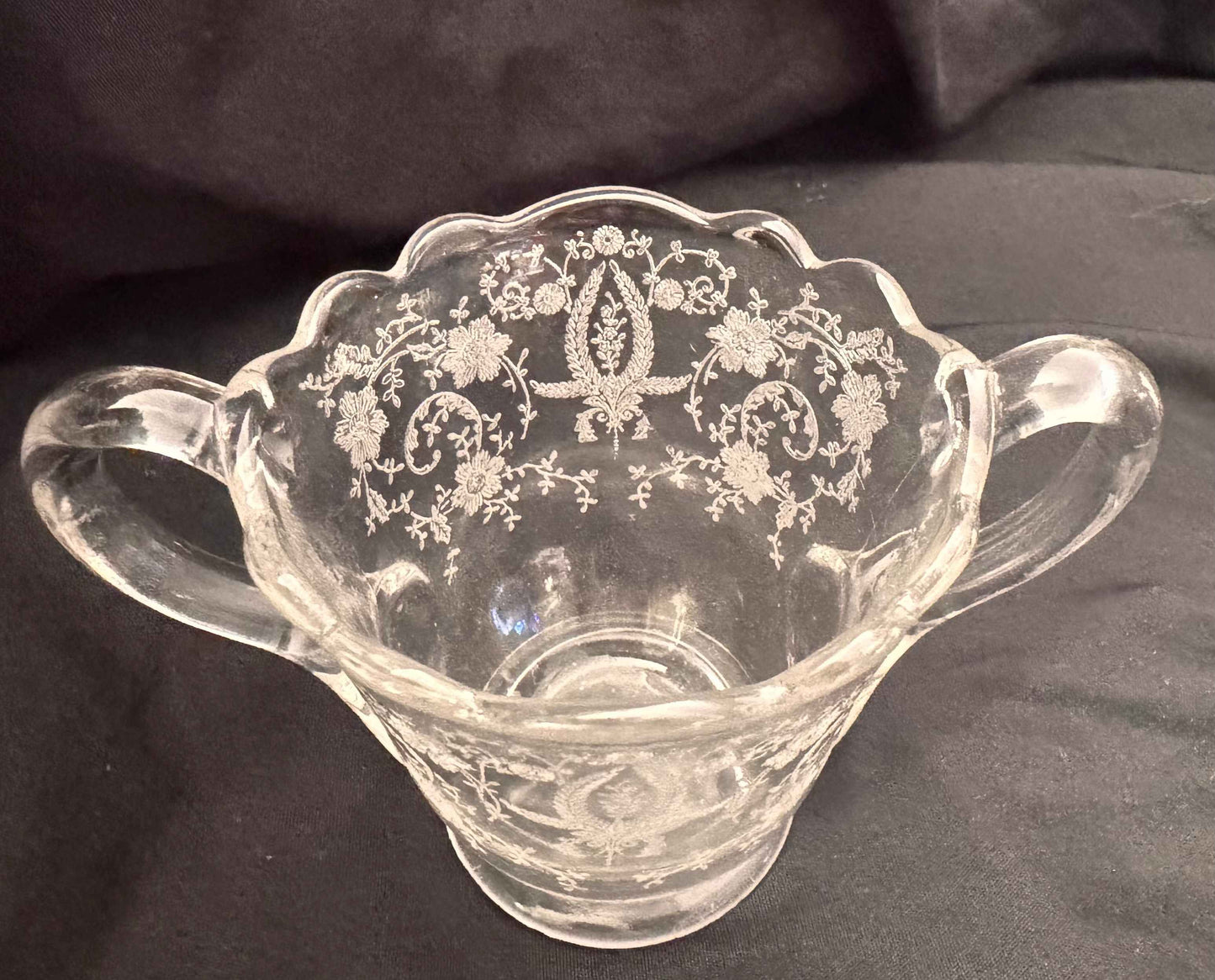 Fostoria ‘Lido’ Pattern Etched Sugar & Creamer Set