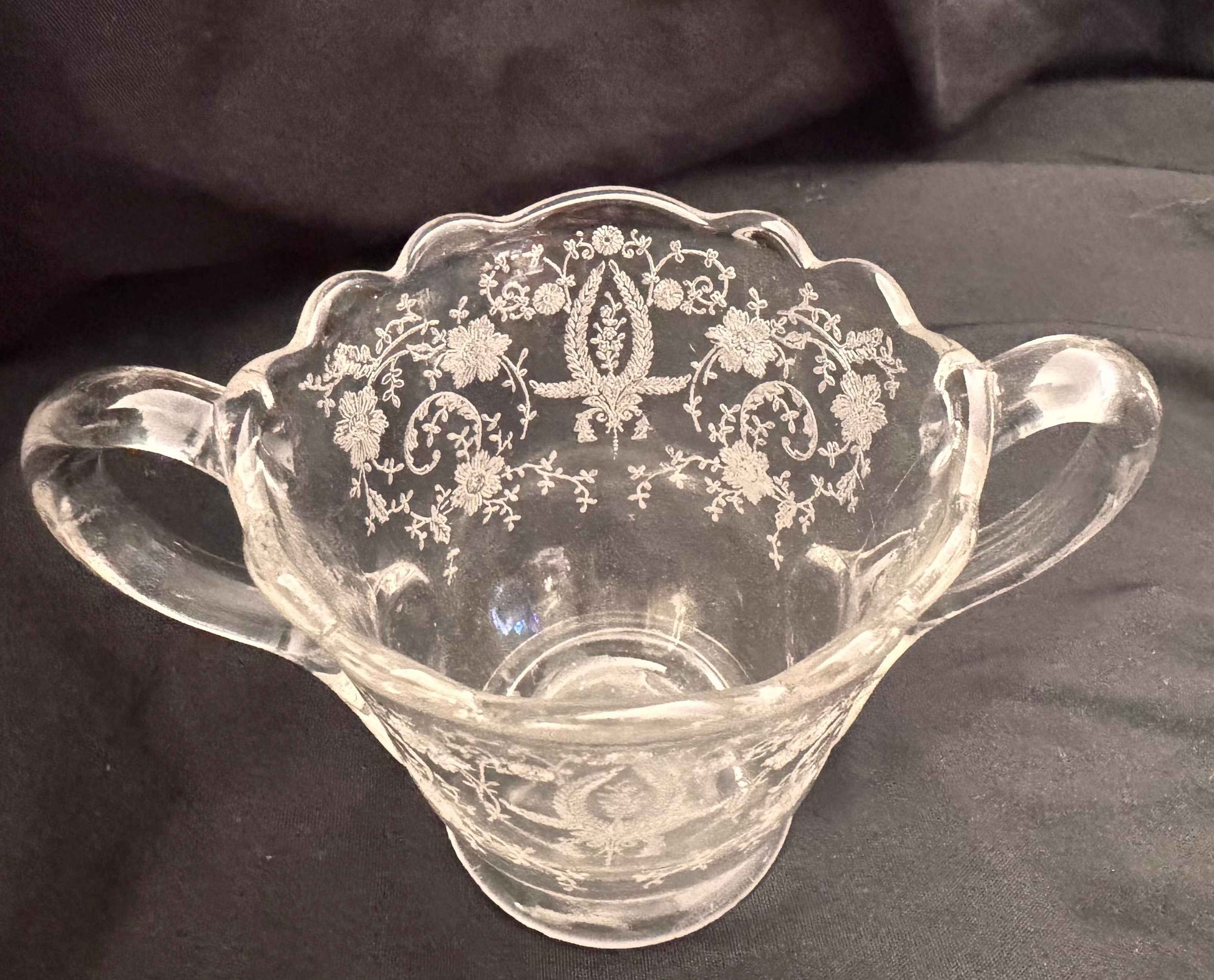 Fostoria ‘Lido’ Pattern Etched Sugar & Creamer Set