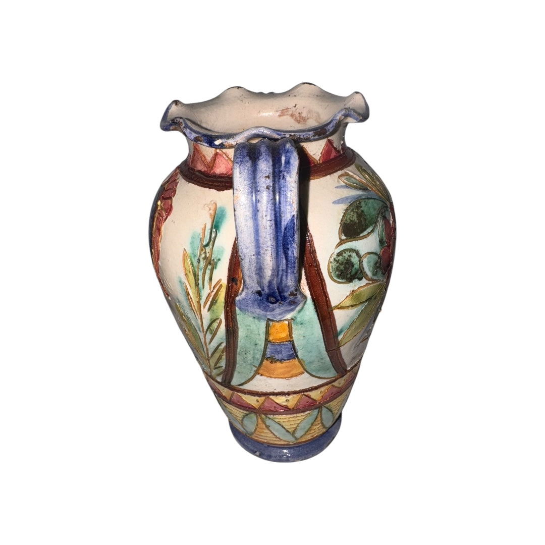 Vintage Deruta Italian Pottery with Flowers & Roman Soldier | Handcrafted Ceramic Art Pottery
