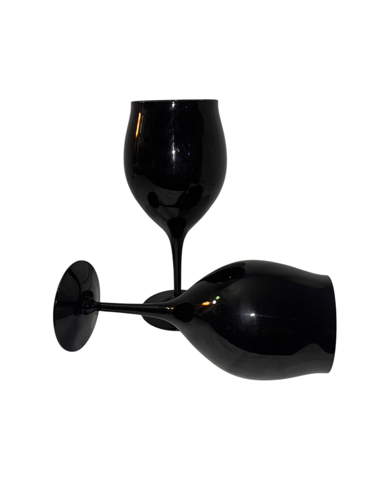 Gorgeous Vintage Black Crystal Glass Stemware - 6 Available - Black Label Vintage