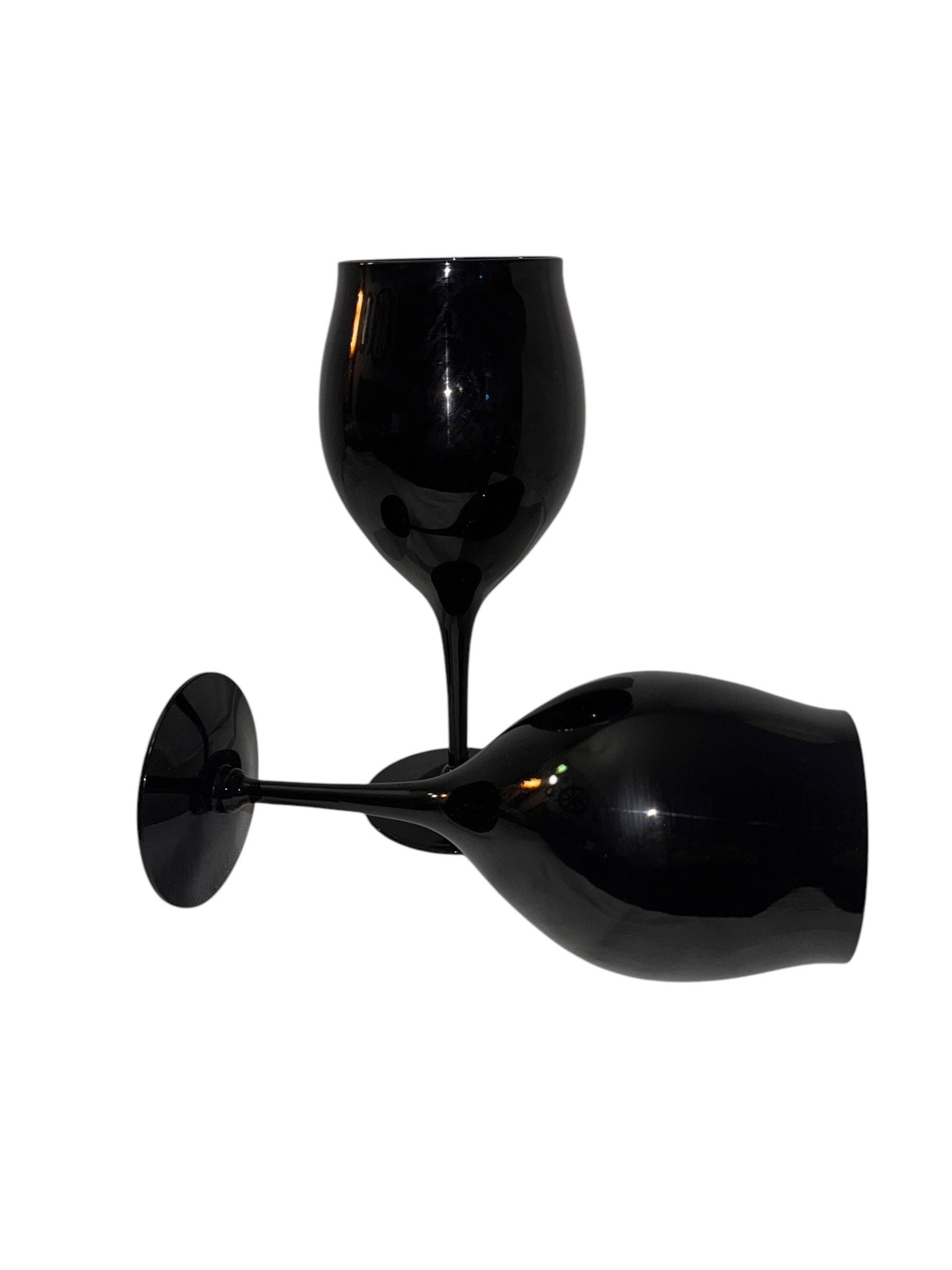 Gorgeous Vintage Black Crystal Glass Stemware - 6 Available - Black Label Vintage