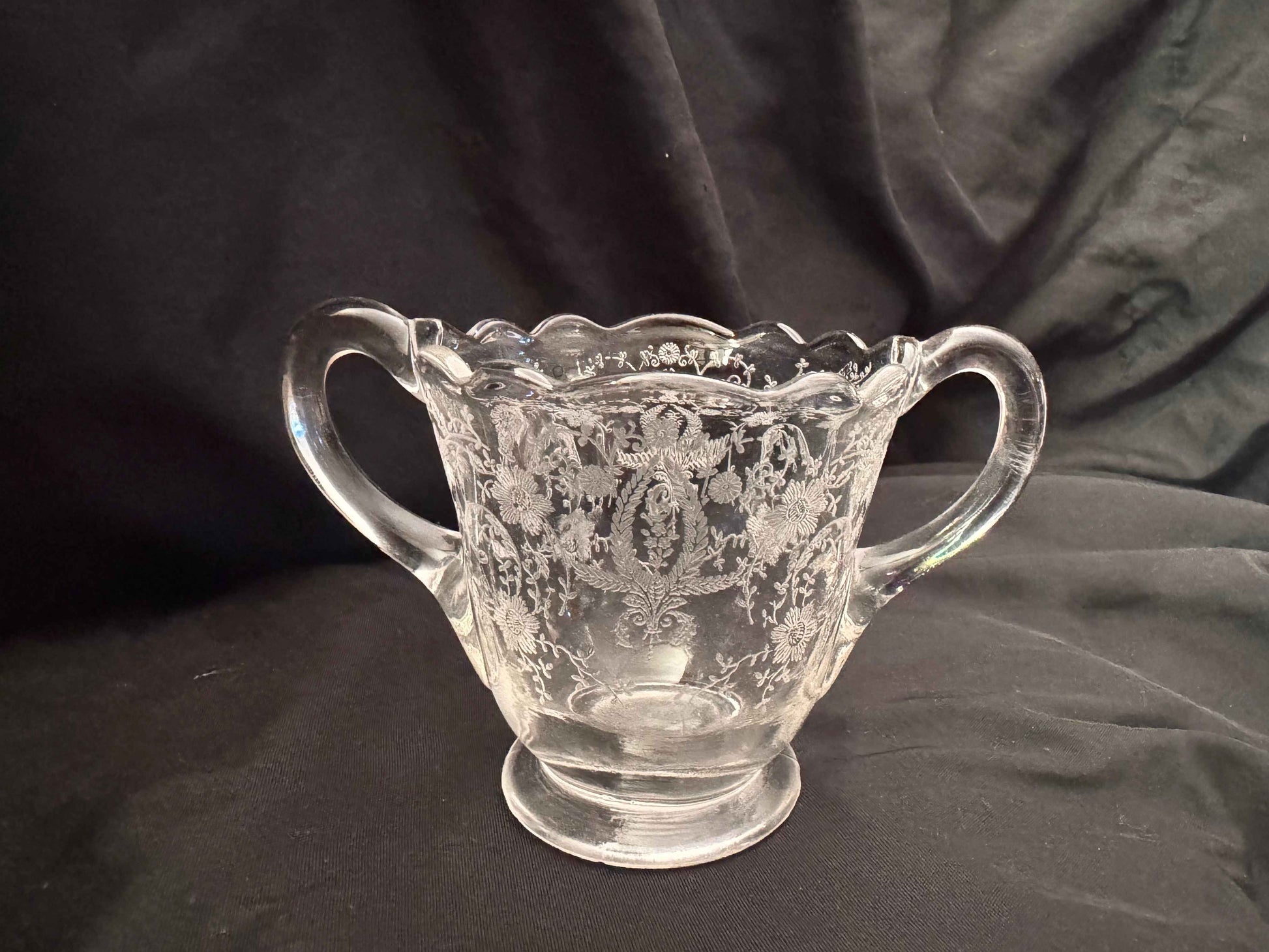 Fostoria ‘Lido’ Pattern Etched Sugar & Creamer Set