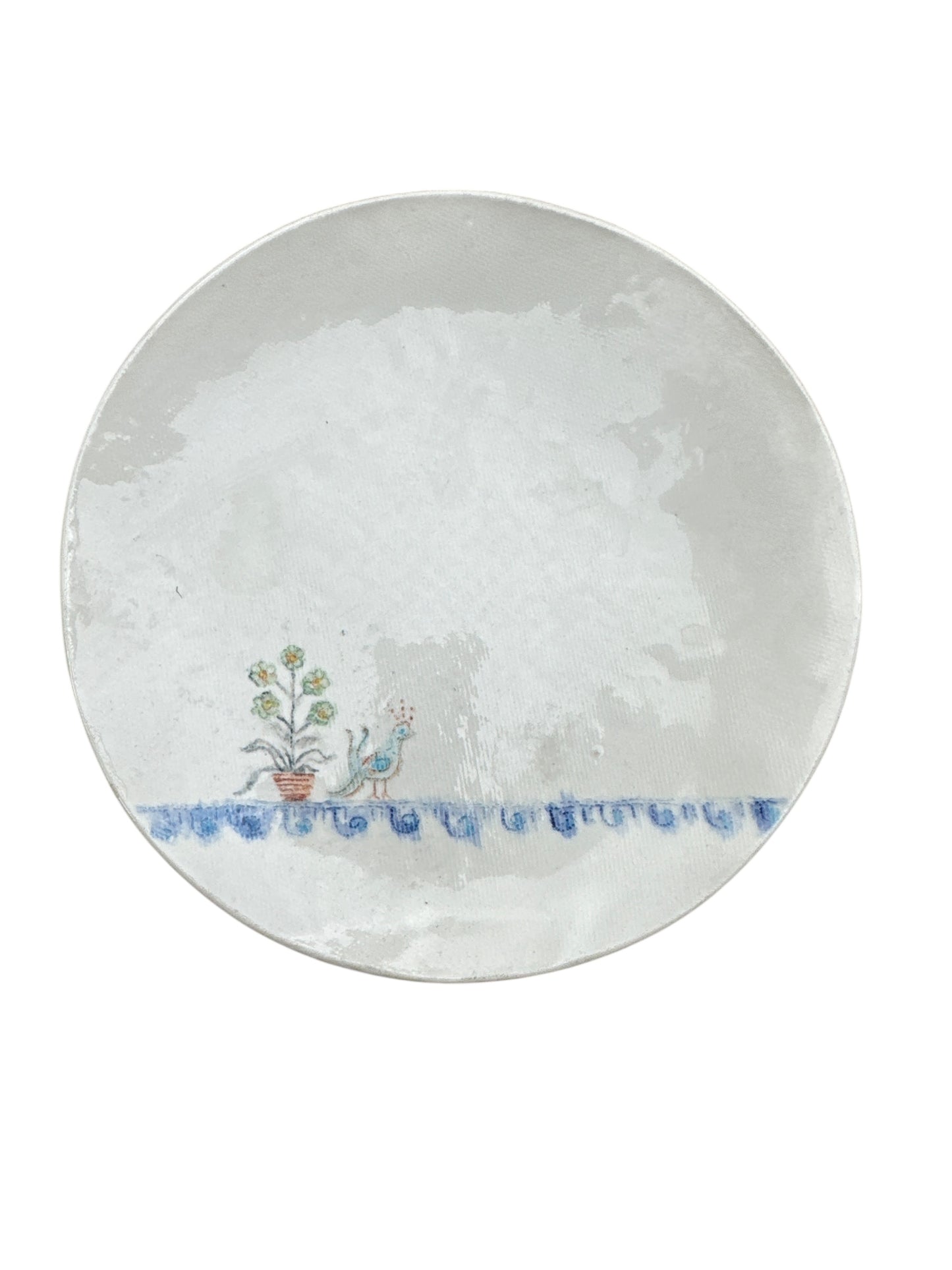 (2) Handmade Greek Folk Art Plates - Maria Kapetanidi, 1995 - Cottage Rustic Art
