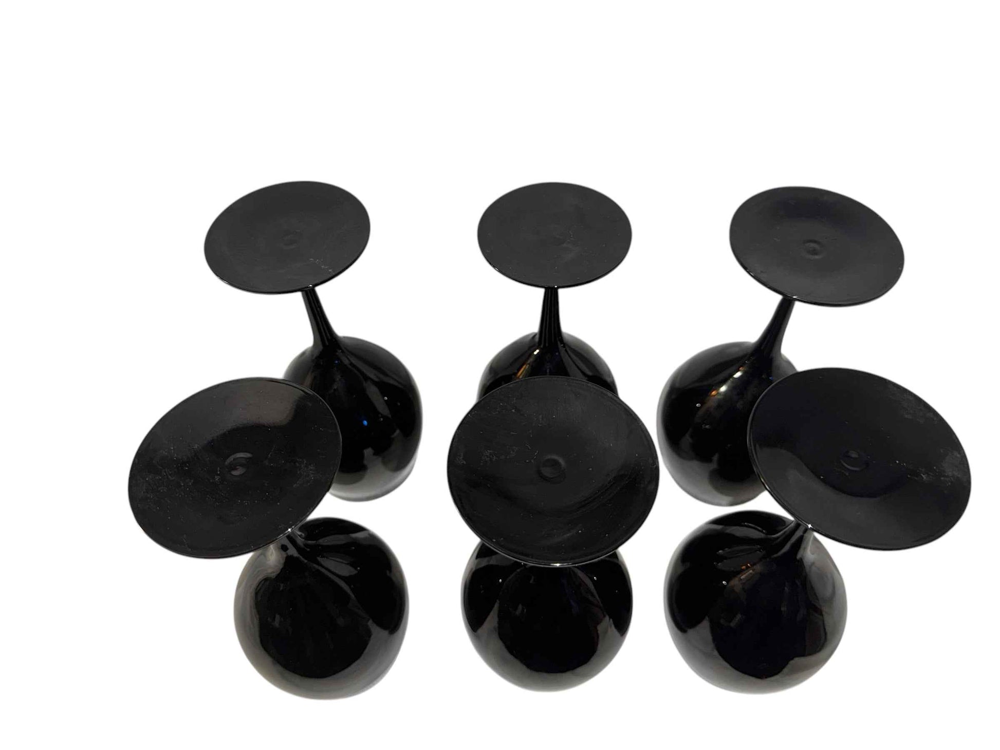 Gorgeous Vintage Black Crystal Glass Stemware - 6 Available