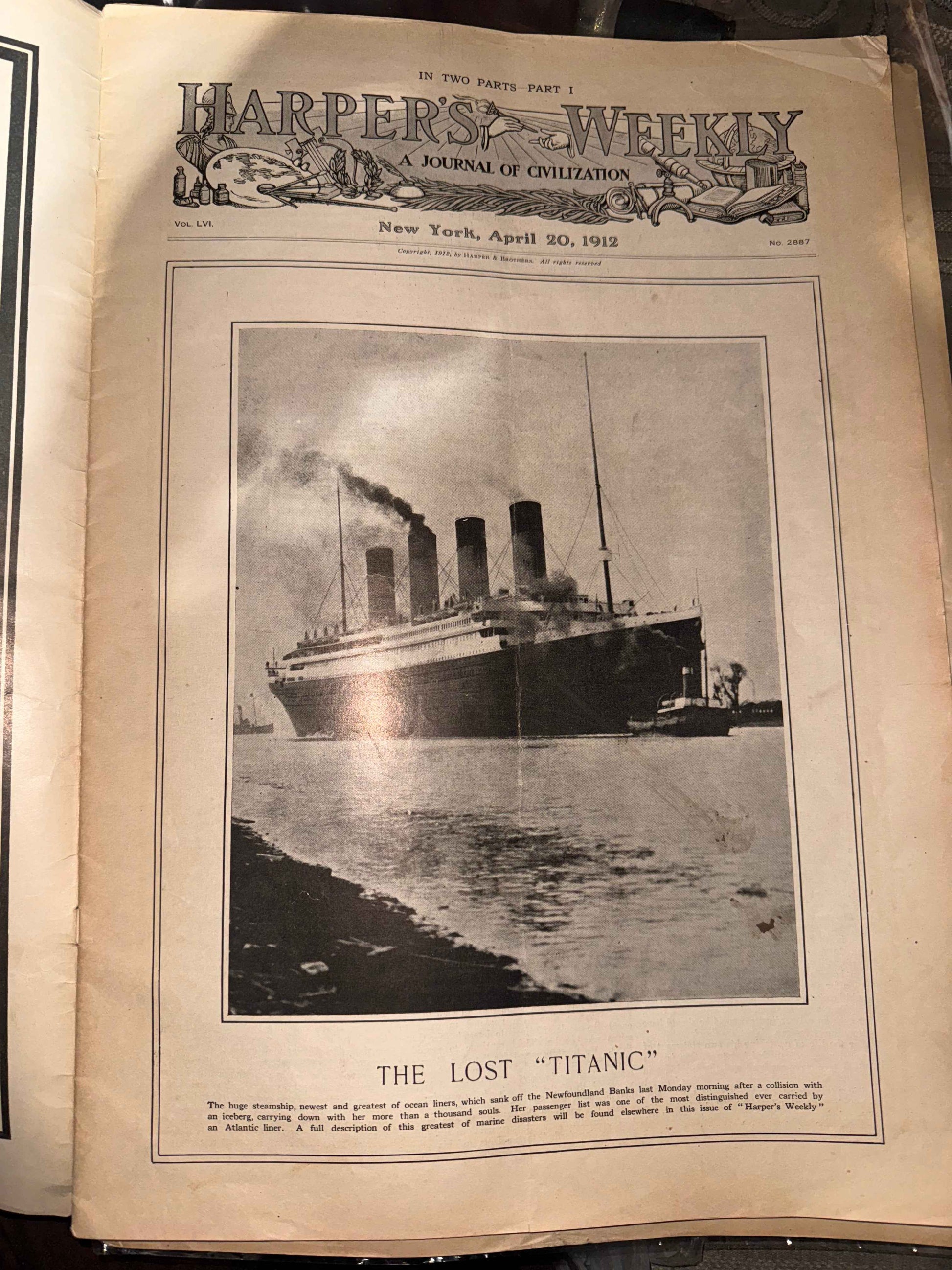 Authentic Harper’s Weekly April 20, 1912 Titanic Disaster Article