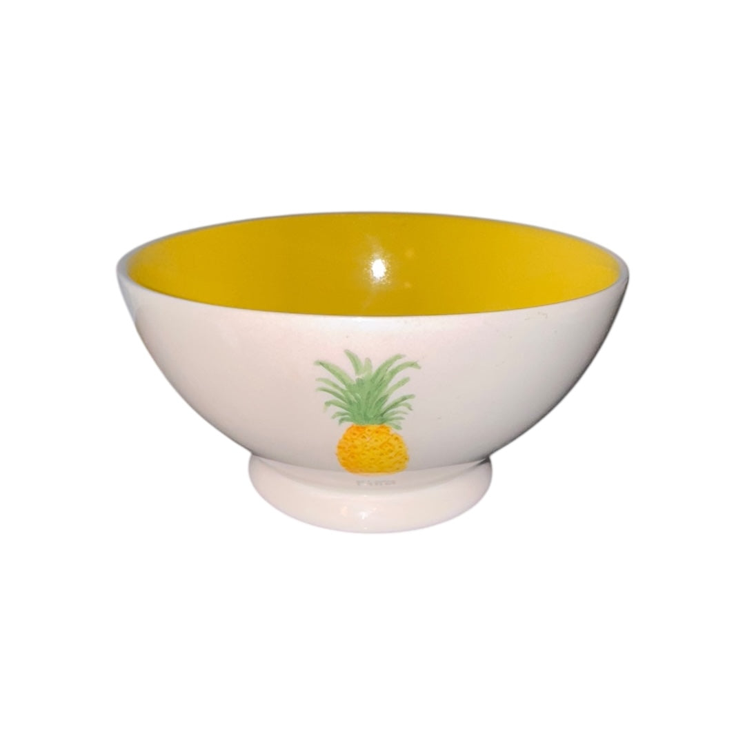 (2) Rae Dunn Artisan Collection White & Yellow ‘Pina’ Pineapple Bowls