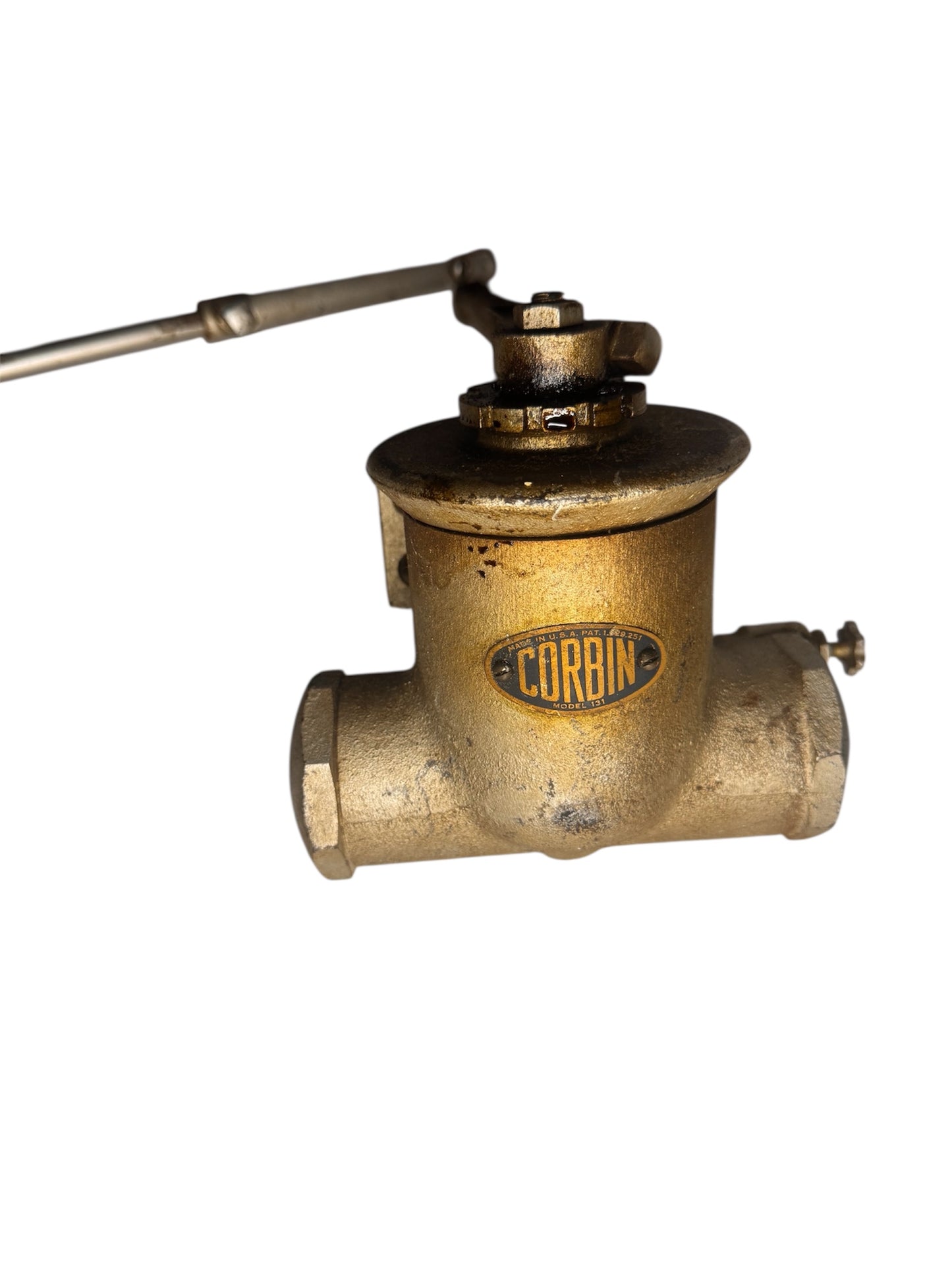 Corbin No. 131 Solid Brass Industrial Door Stopper, c.1927 | Antique Salvaged Hardware