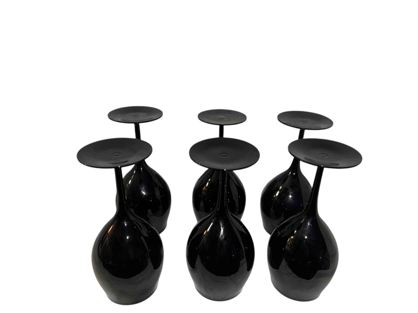 Gorgeous Vintage Black Crystal Glass Stemware - 6 Available