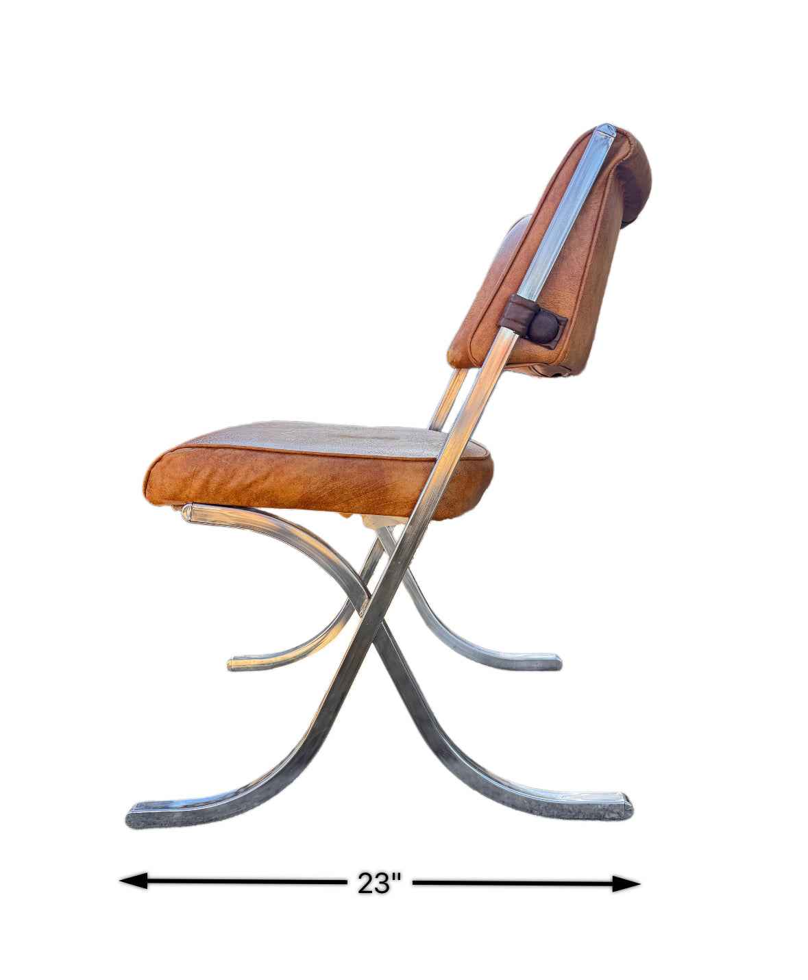 Vintage Pair of Milo Baughmann for Howell Chrome Barcelona Style Accent Chairs, 1960’s
