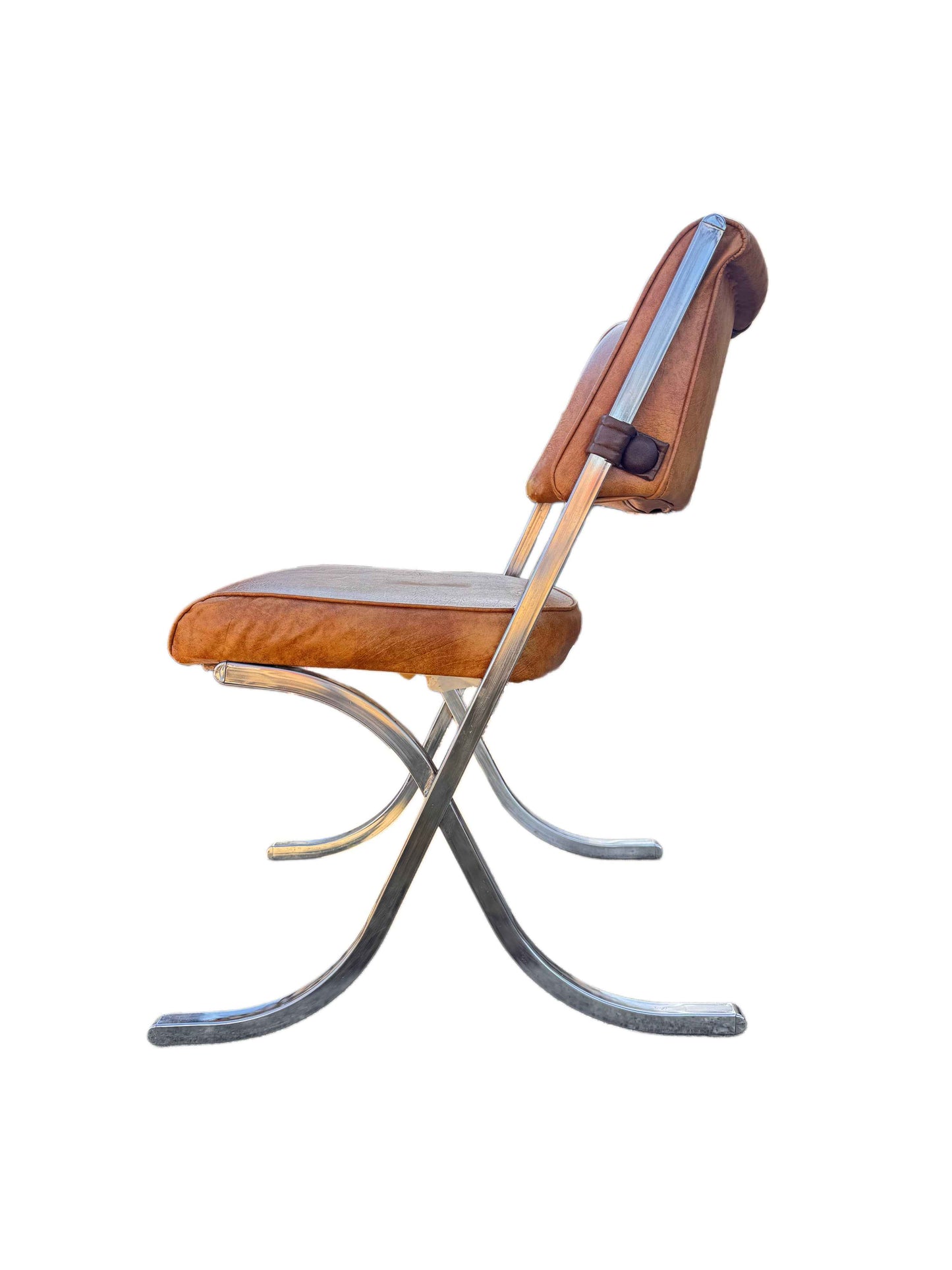 Vintage Pair of Milo Baughmann for Howell Chrome Barcelona Style Accent Chairs, 1960’s