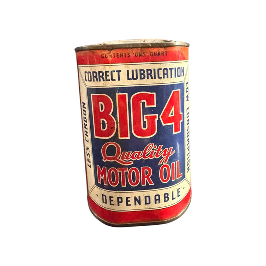 Rare 1950’s ‘Big 4 Motor Oil’ Full Can - NOS - Collectible Petroliana