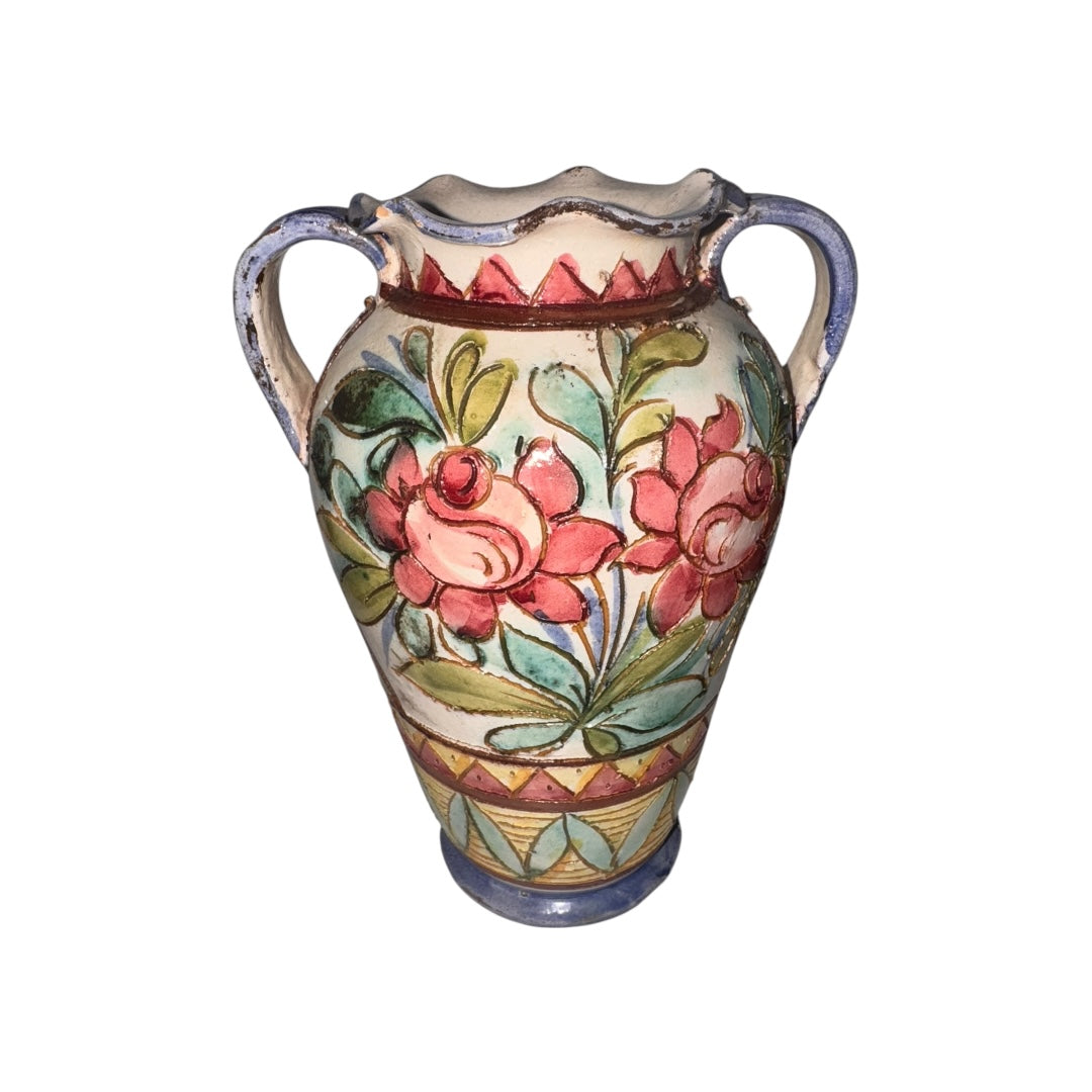 Vintage Deruta Italian Pottery with Flowers & Roman Soldier | Handcrafted Ceramic Art Pottery