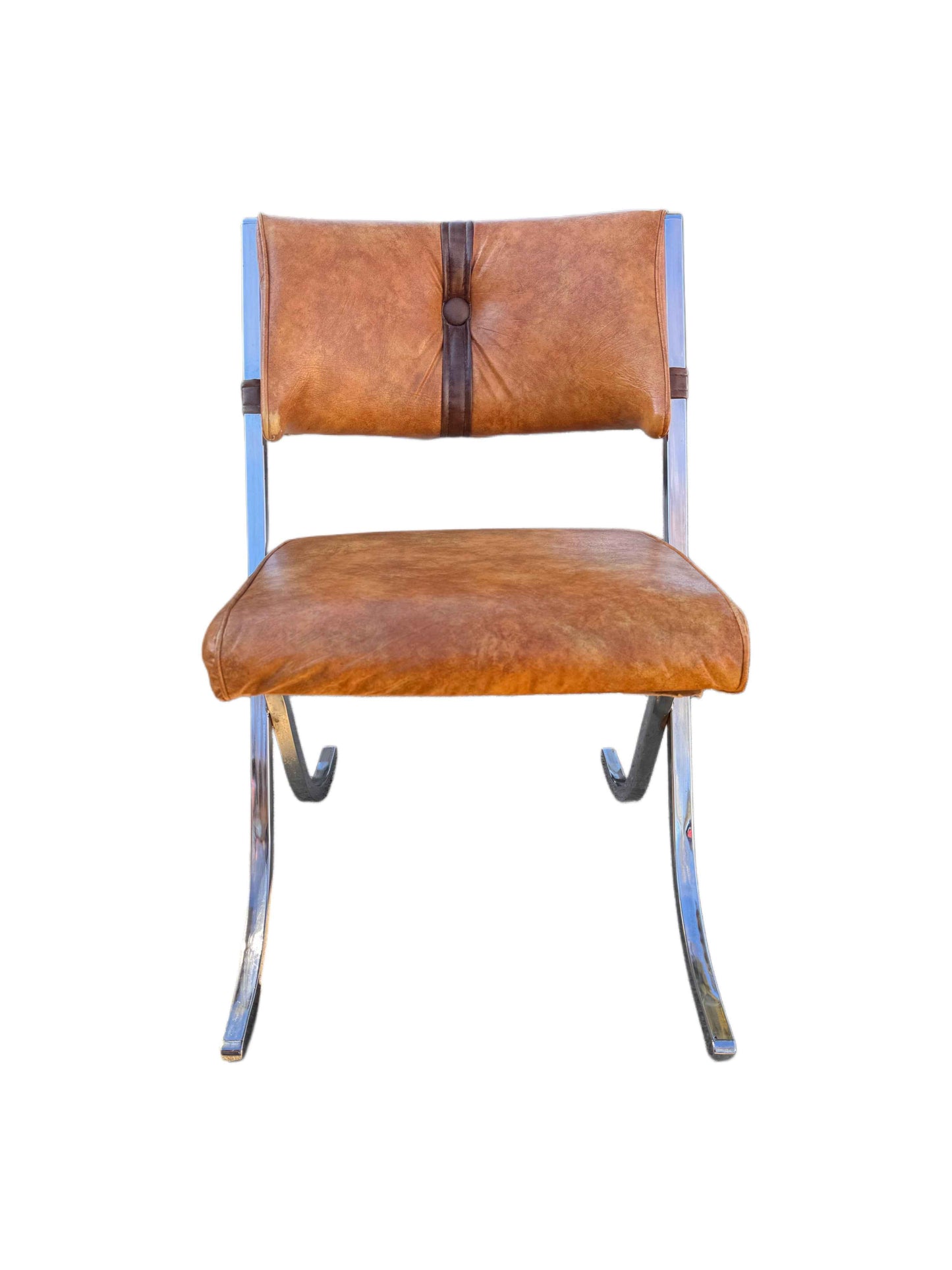 Vintage Pair of Milo Baughmann for Howell Chrome Barcelona Style Accent Chairs, 1960’s