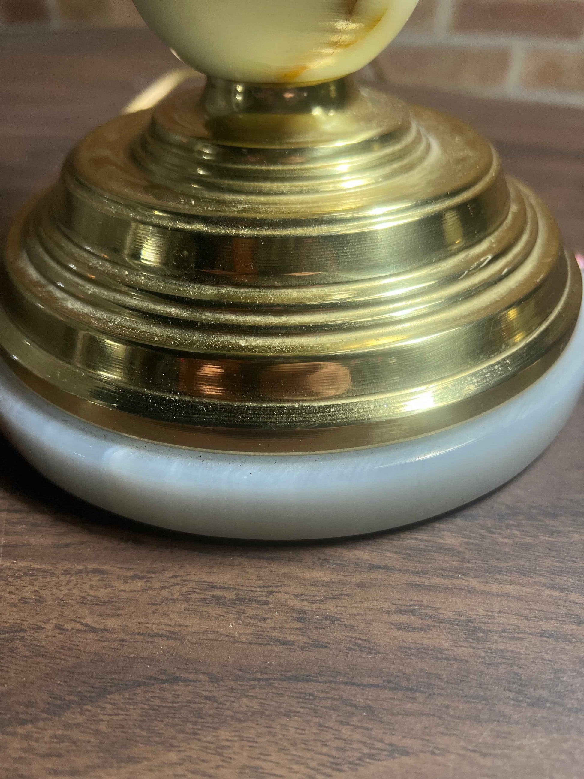Vintage Pair of Mid-Century Modern Style Blue Ceramic & Onyx Table Lamps