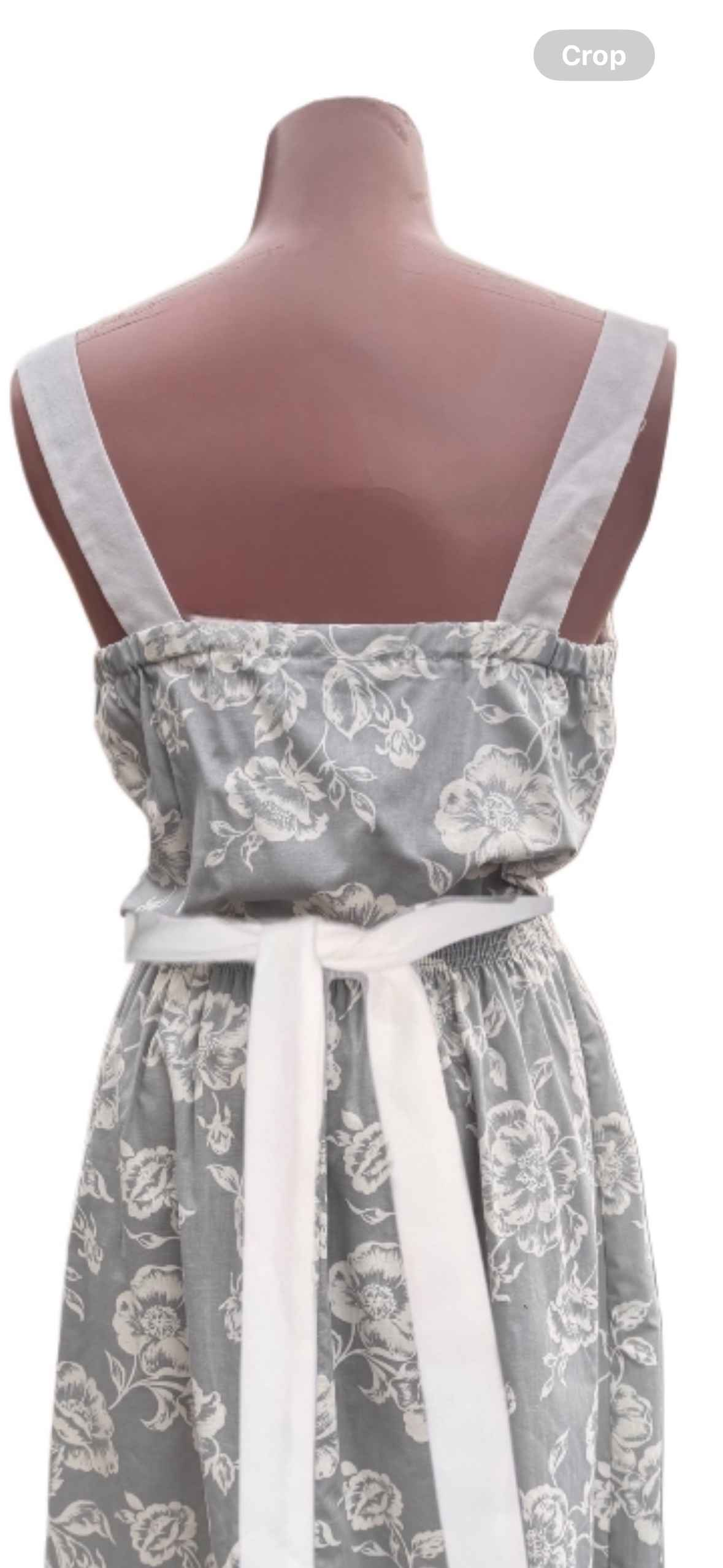 Vintage 1960’s Gray Floral Sundress with White Trim