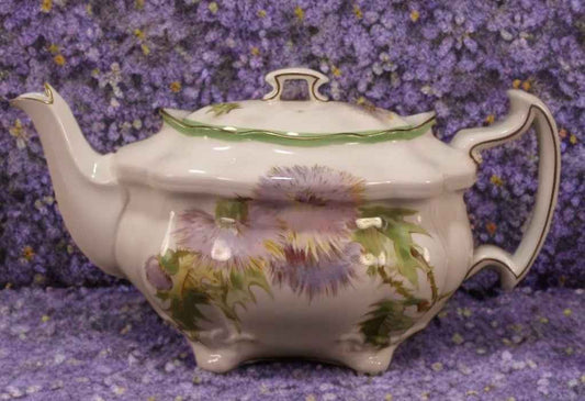 Very Rare Royal Doulton ‘Glamis Thistle’ Square Bone China Handpainted Teapot - Signed P. Curnis, 1938