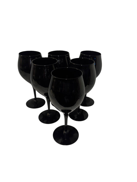 Gorgeous Vintage Black Crystal Glass Stemware - 6 Available